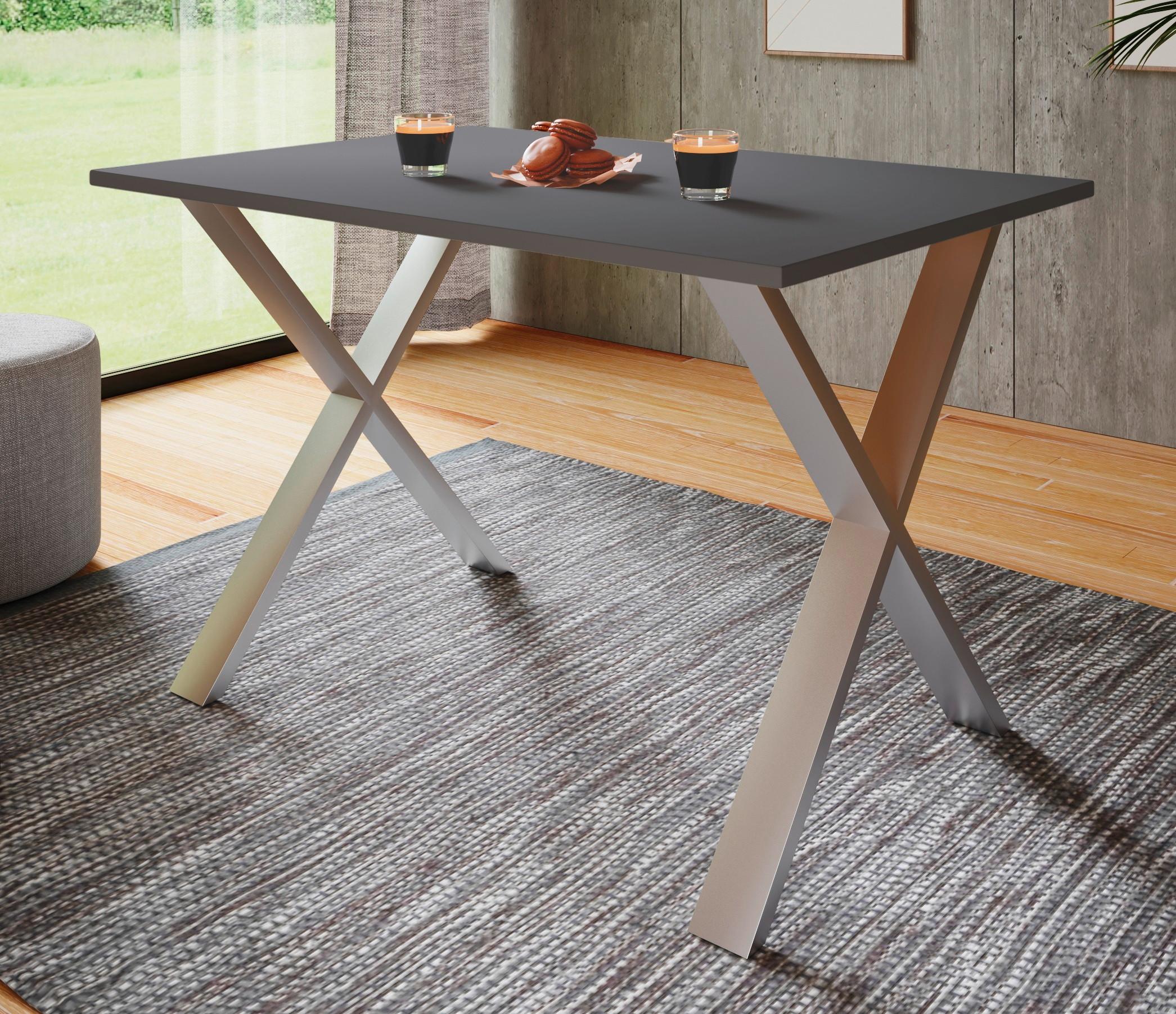 Schreibtisch Lona Anthrazit, Silber B: 160 cm - Anthrazit/Silberfarben, Design (160/76/80cm) - MID.YOU
