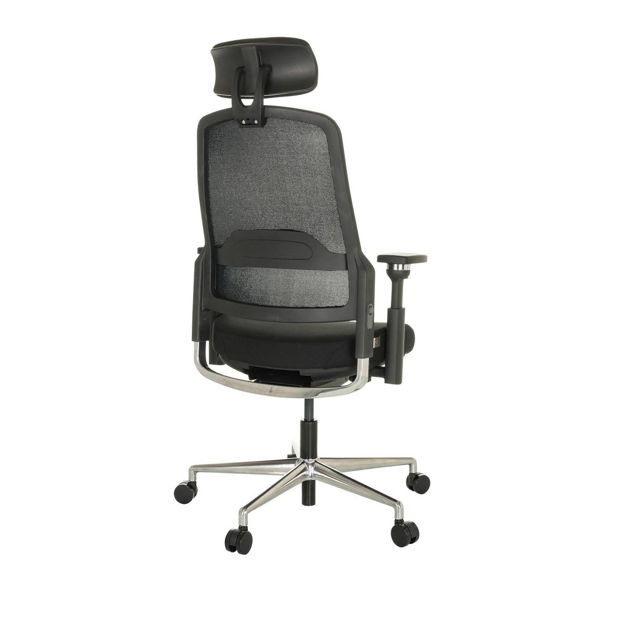 Drehstuhl Teraro Ax - Silberfarben/Schwarz, Basics, Kunststoff/Textil (65/111-126/61cm) - MID.YOU