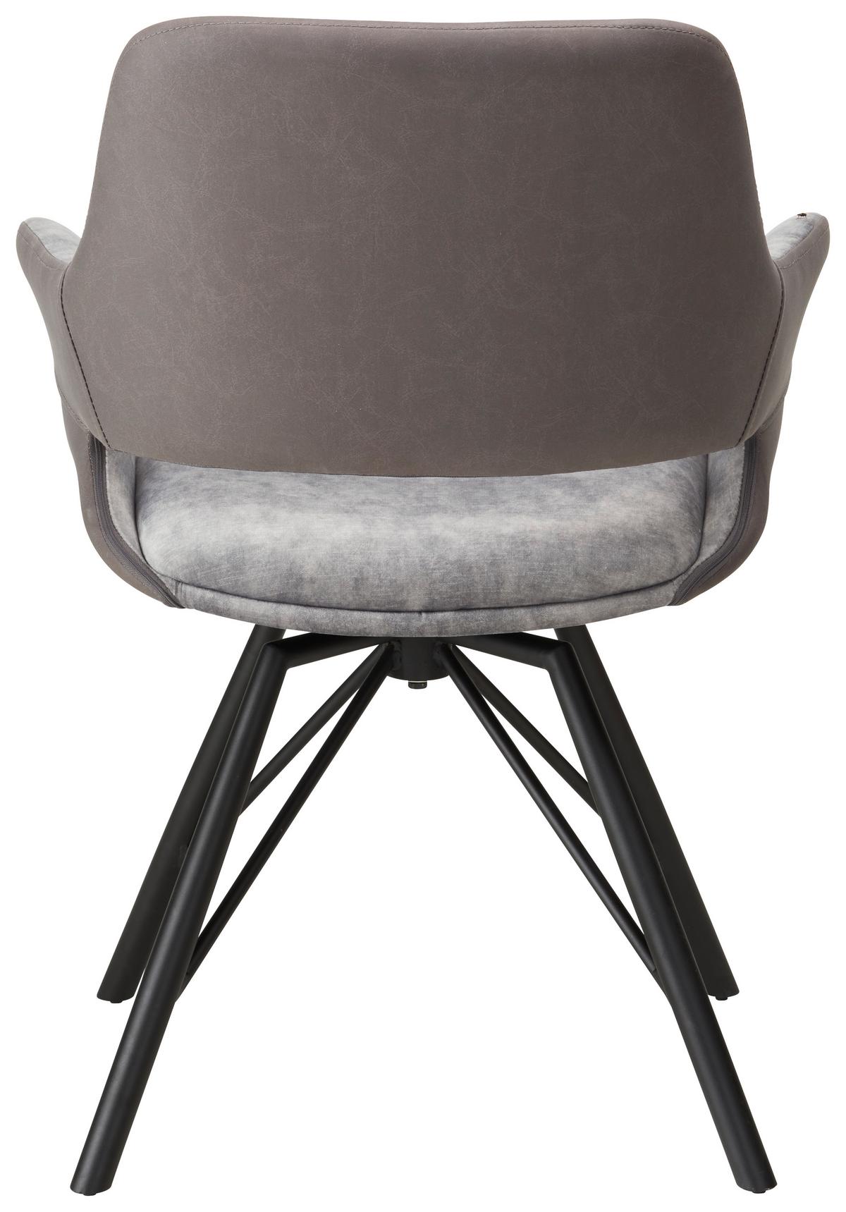 ŽIDLE S PODRUČKAMI ADRIANA - šedá/černá, Moderní, kov/dřevo (61/85/62,5cm) - Premium Living