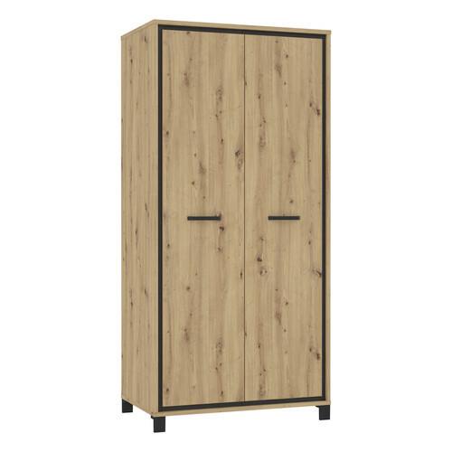 Drehtürenschrank B: 99,1 Cm Trondheim, Artisan Eiche Dekor - Eichefarben/Schwarz, Basics, Holzwerkstoff/Kunststoff (99,1/209/60,3cm)
