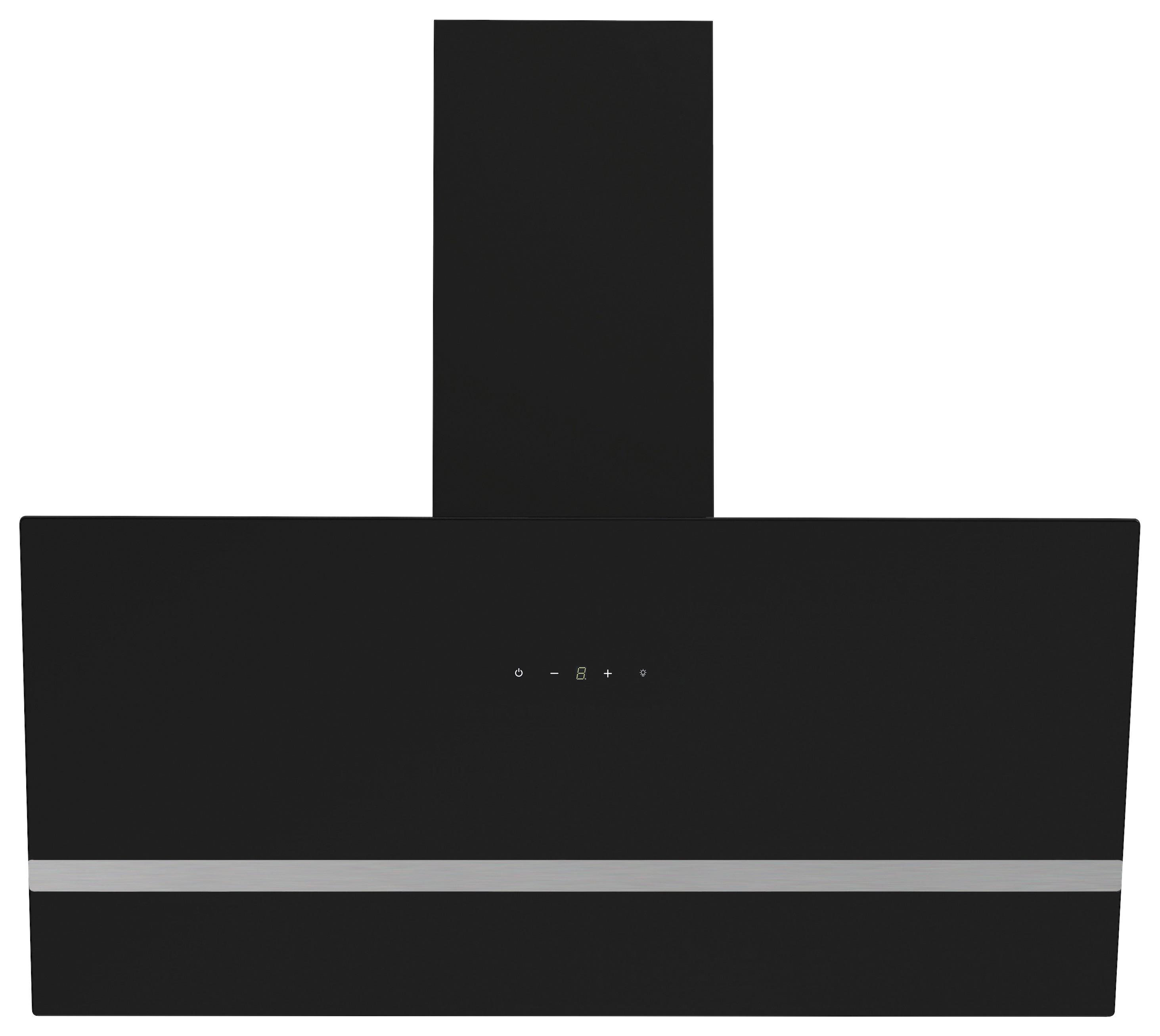 Dunstabzugshaube Respekta BxH: 89,5x74,5 cm - Schwarz, Trend, Glas/Metall (89,5/74,2-109,2/38,5cm) - Respekta