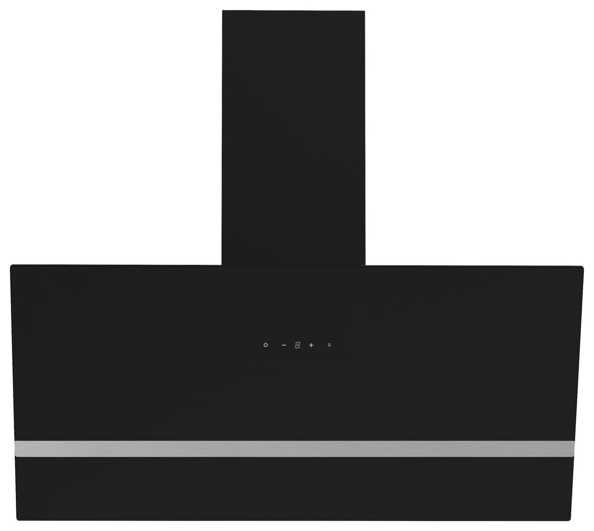 Dunstabzugshaube Respekta BxH: 89,5x74,5 cm - Schwarz, Trend, Glas/Metall (89,5/74,2-109,2/38,5cm) - Respekta