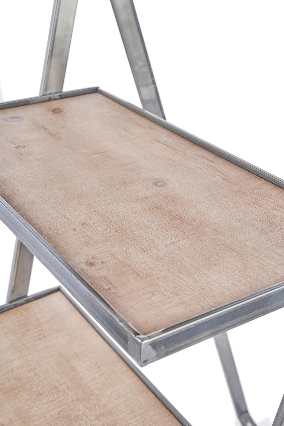 Leiterregal Leonie 4 Ablagen, Höhe ca. 72 cm - Hellbraun/Hellgrau, Basics, Holz/Metall (52/72/145cm)