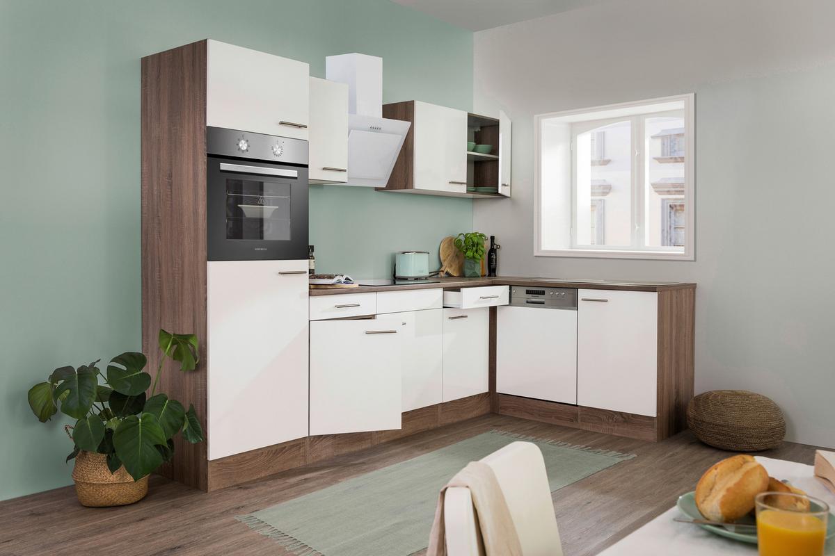 Eckküche Oliver L-Küchenblock 280 cm - Eichefarben/Weiß, Basics, Holzwerkstoff (280/172cm) - Respekta