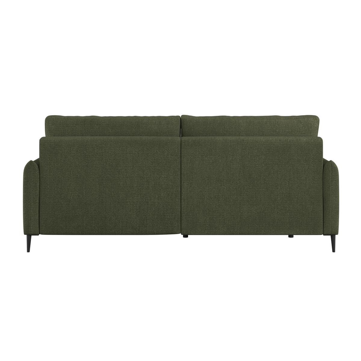 Ecksofa Polis Webstoff dunkelgrün, 221x142cm - Dunkelgrün/Schwarz, Trend, Textil (221/142cm) - Ondega