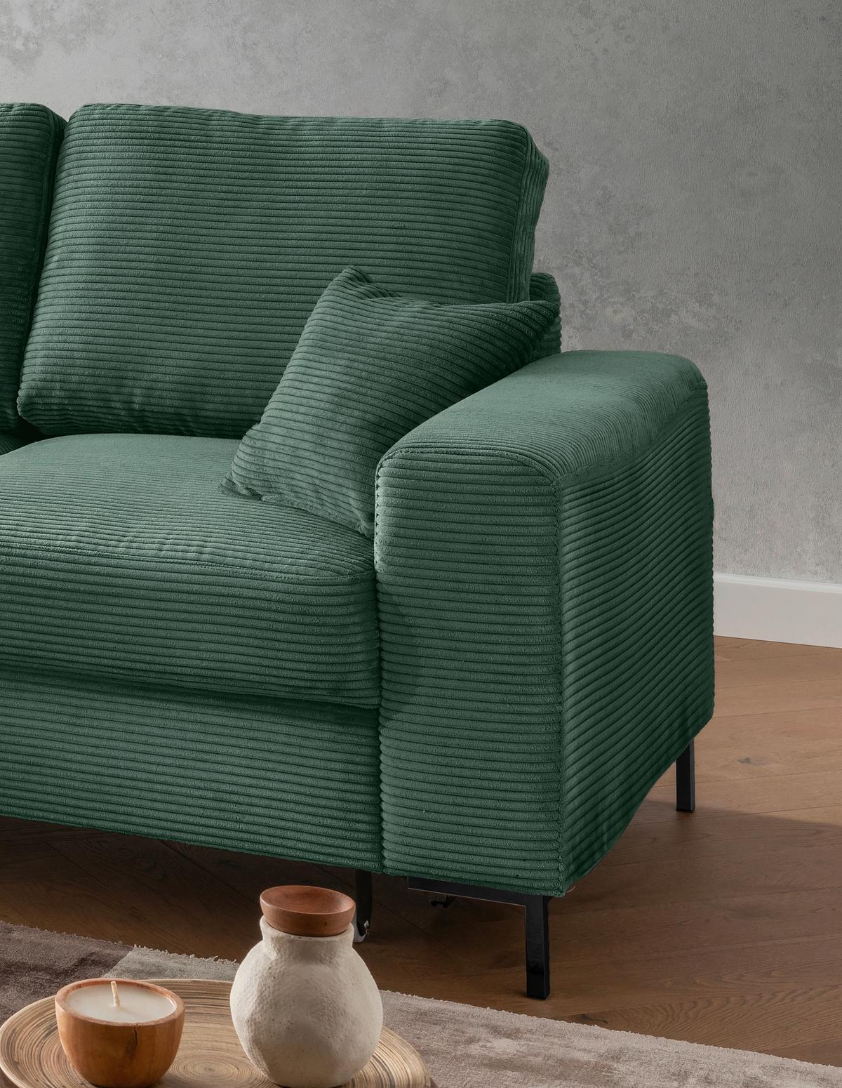 Eckschlafsofa Zona, Dunkelgrün S: 143x237 Cm - Dunkelgrün/Schwarz, KONVENTIONELL, Textil (143/237cm) - Livetastic