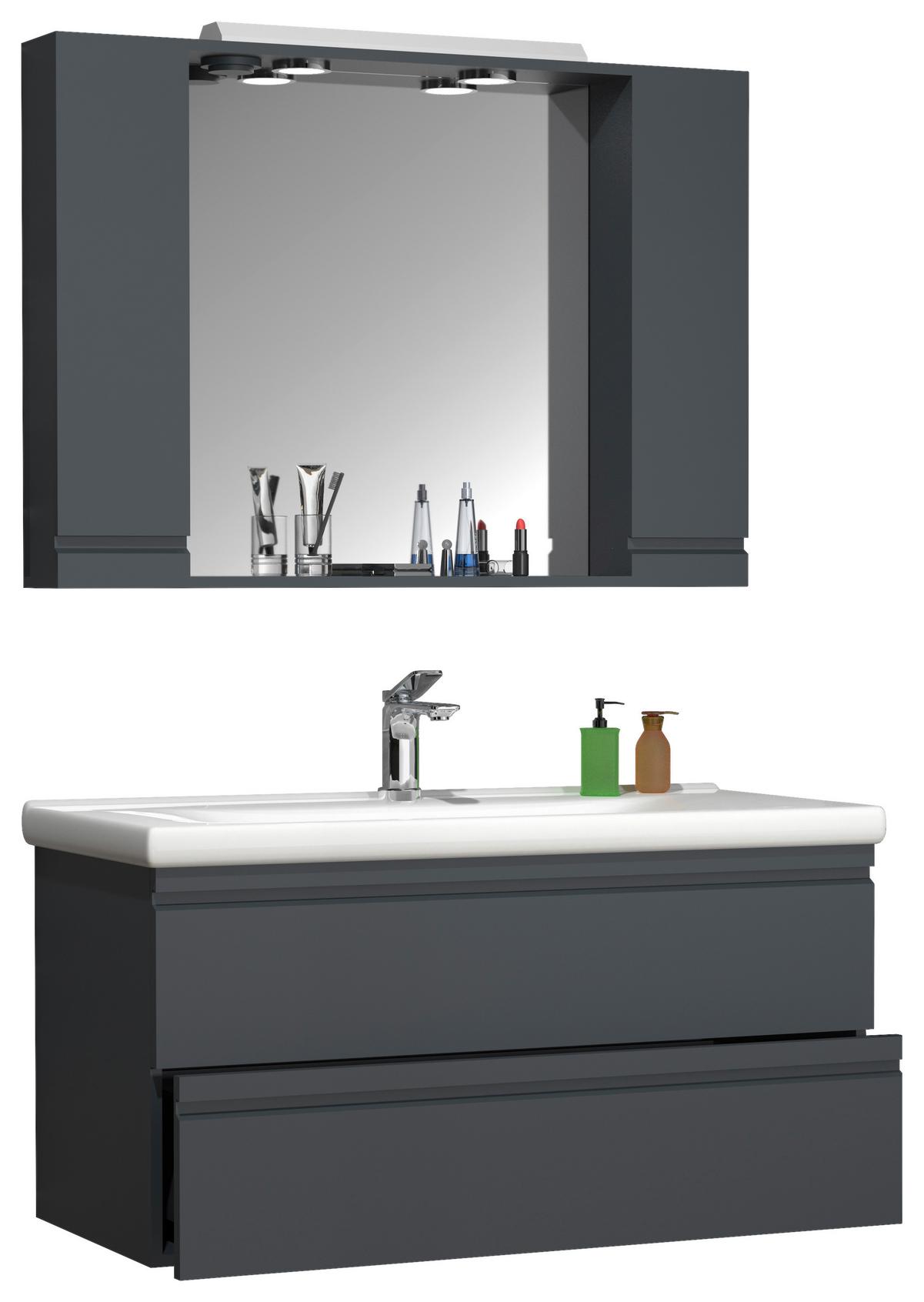 Badezimmer Silora Xl - Anthrazit/Weiß, MODERN, Glas/Keramik (100cm) - MID.YOU