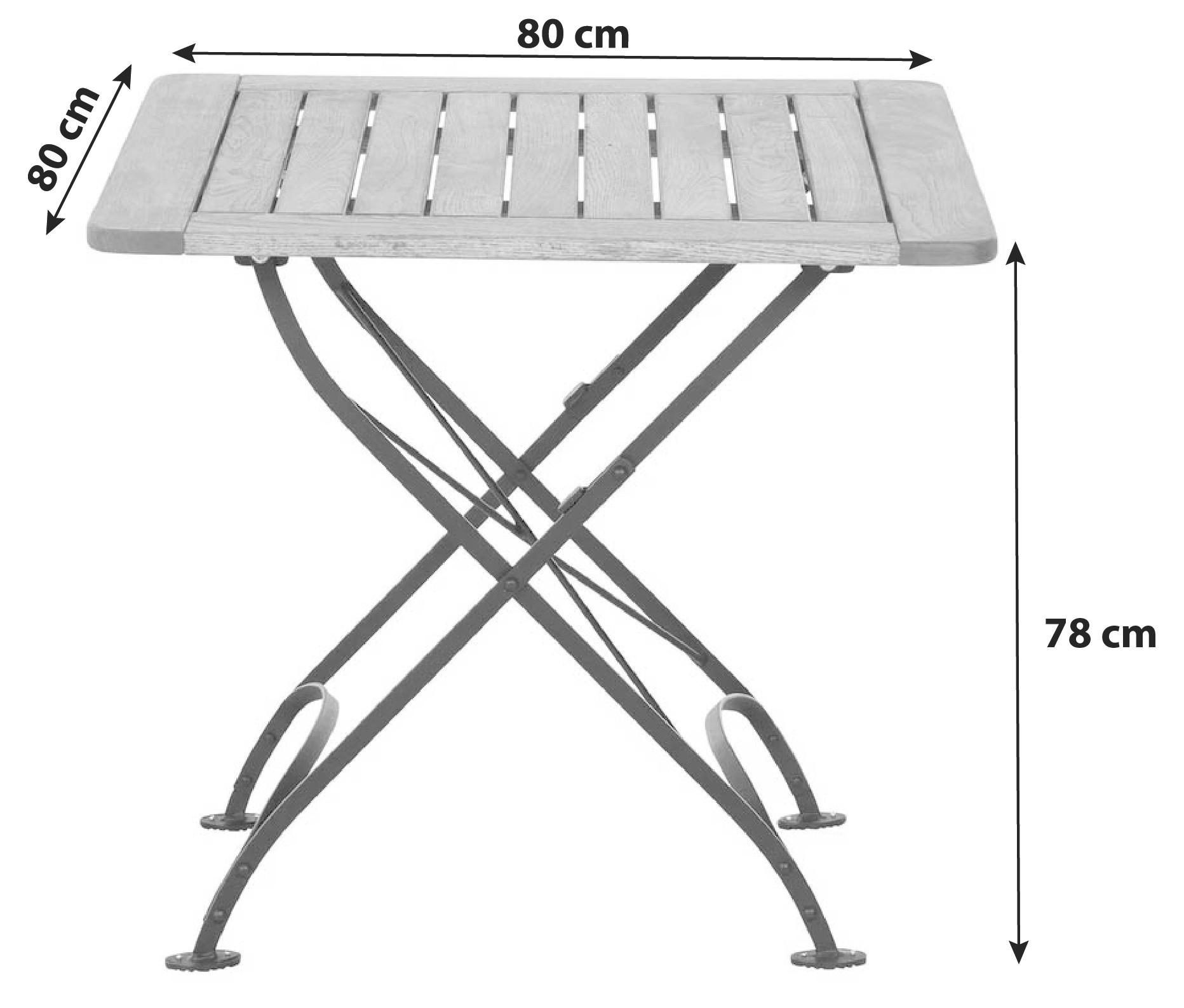 Gartentisch Klappbar Robinienholz/Metall L 80 cm - Robinienfarben/Schwarz, KONVENTIONELL, Holz/Metall (80/80/78cm) - Siena Garden