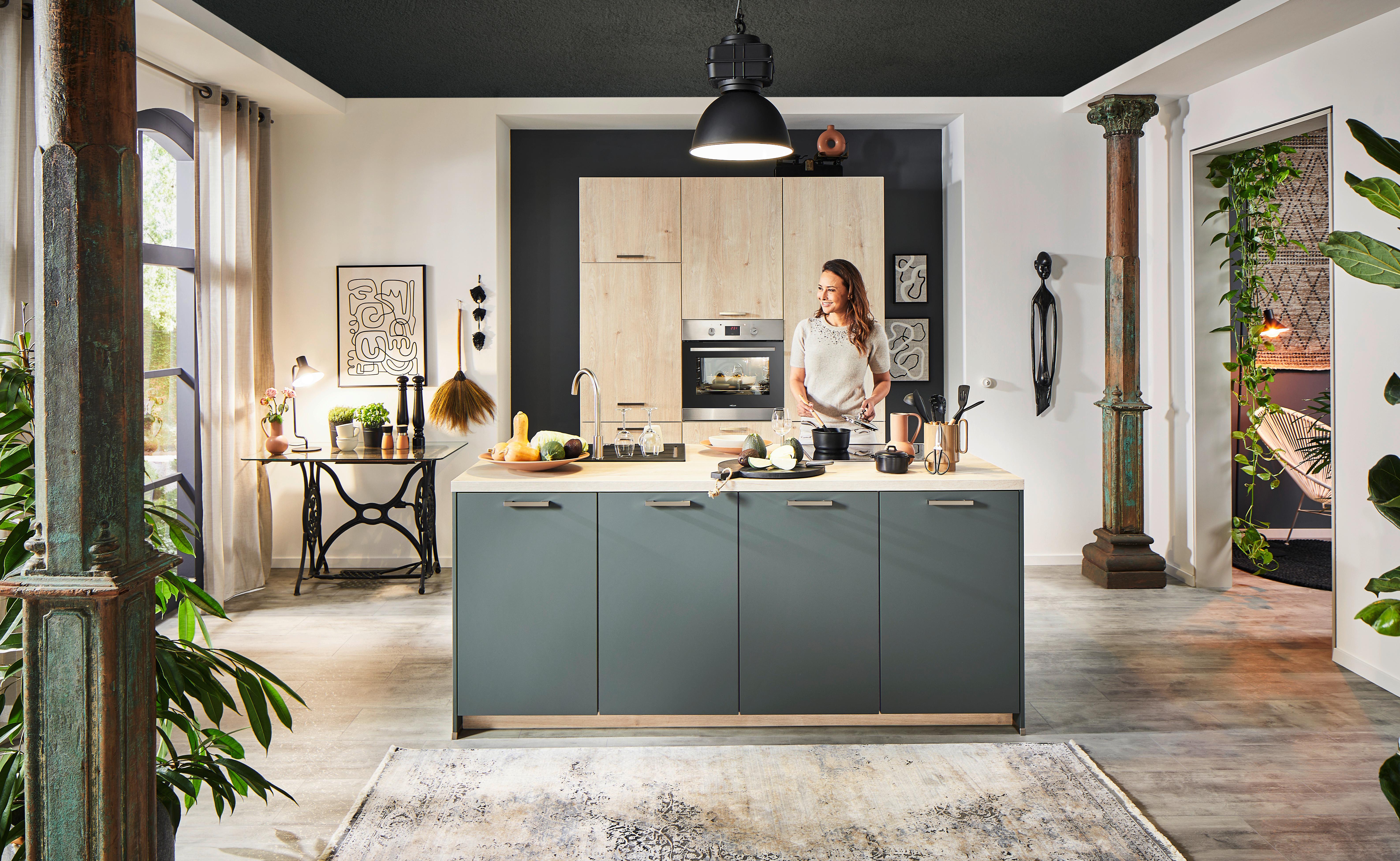 Einbauküche Eastbourne/Nassau Modern - Eichefarben, MODERN, Holzwerkstoff - Vertico