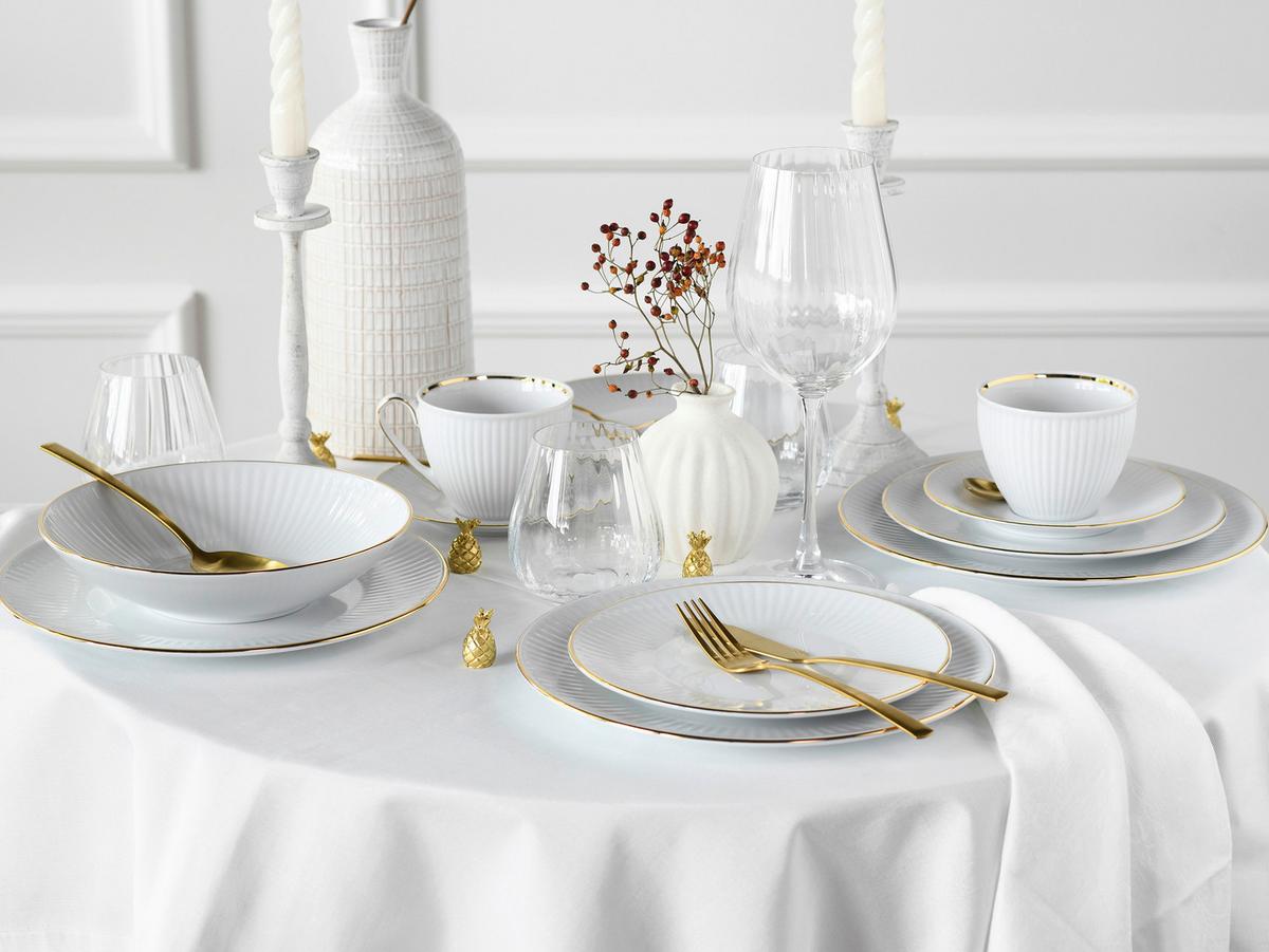 Kombiservice Valencia 30--Teilig, Weiß/goldfarben - Goldfarben/Weiß, Design, Keramik - Creatable