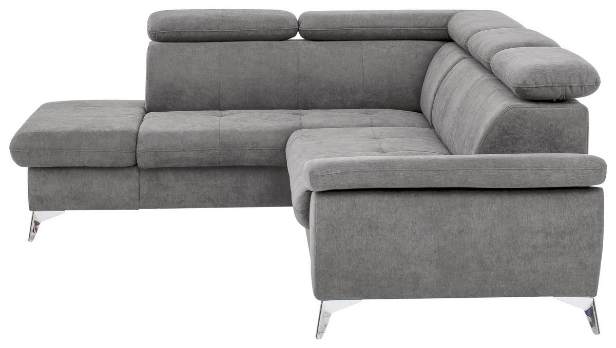 Ecksofa Mit Schlaffunktion Gisele Und Bettkasten Grau - Chromfarben/Grau, KONVENTIONELL, Textil (209/256cm) - Livetastic