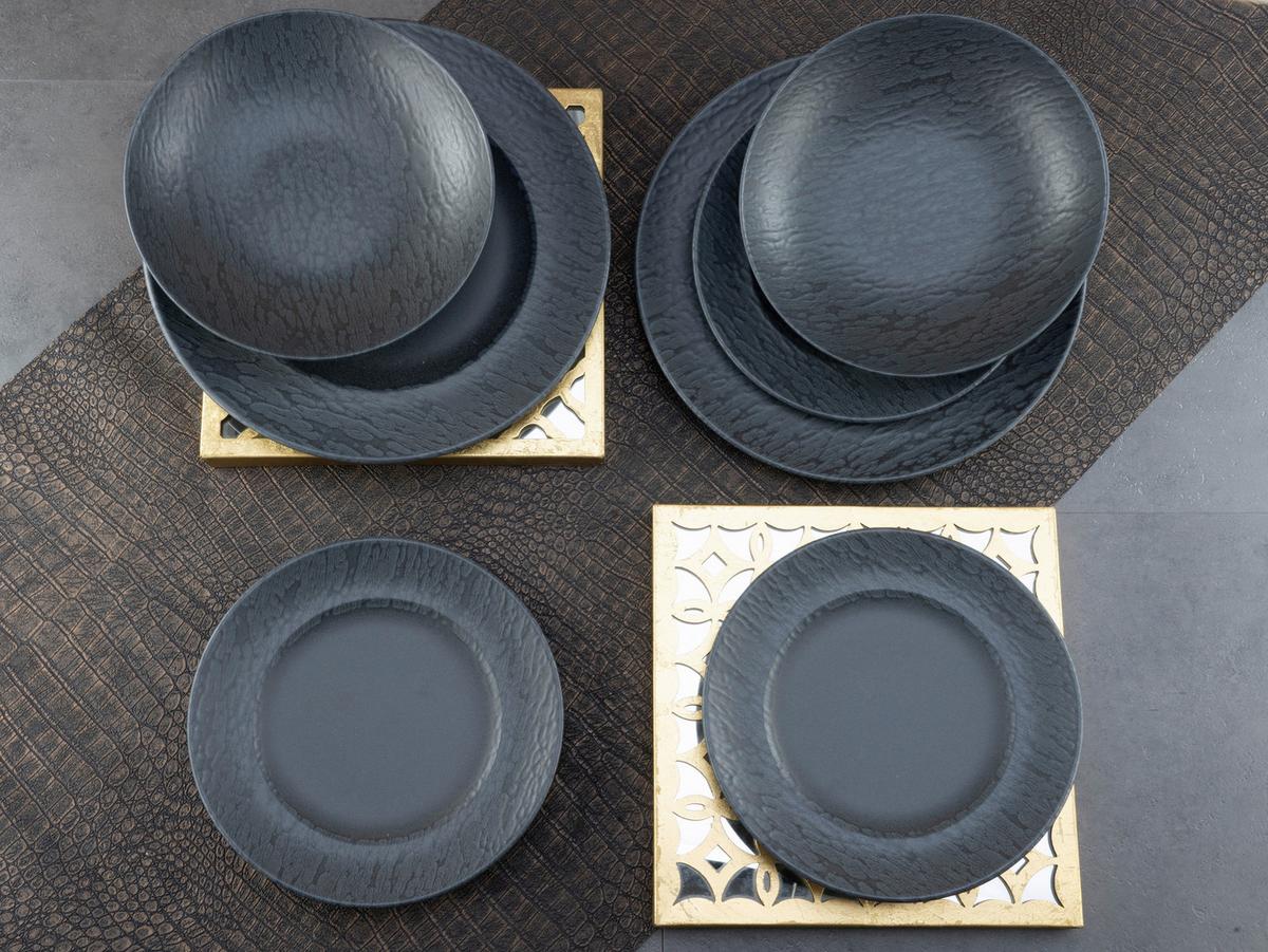 Jedálenský servis RONDO - čierna, Modern, keramika (43/40/37cm) - Creatable
