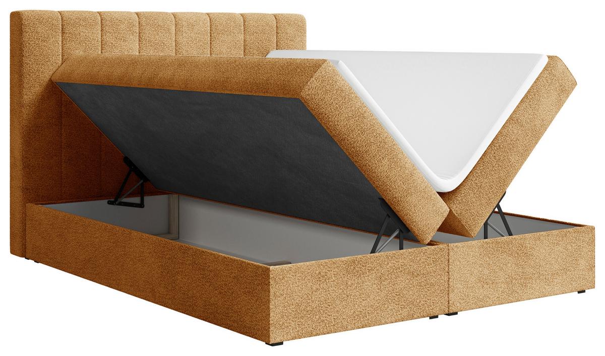 Boxbett Paris mit Topper 180x200 - Rostfarben/Schwarz, MODERN, Holz/Kunststoff (180/200cm) - Livetastic