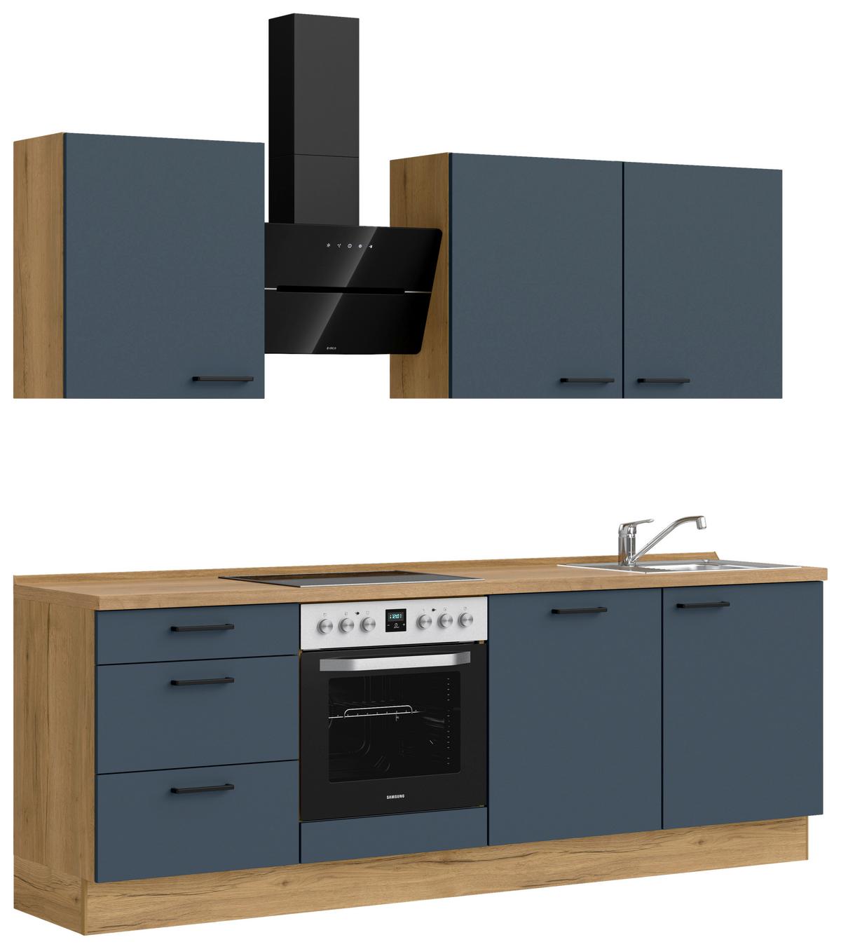 Küchenleerblock Easytouch High-Line, H9 Links - Blau/Eichefarben, MODERN, Holzwerkstoff (240cm) - Nobilia