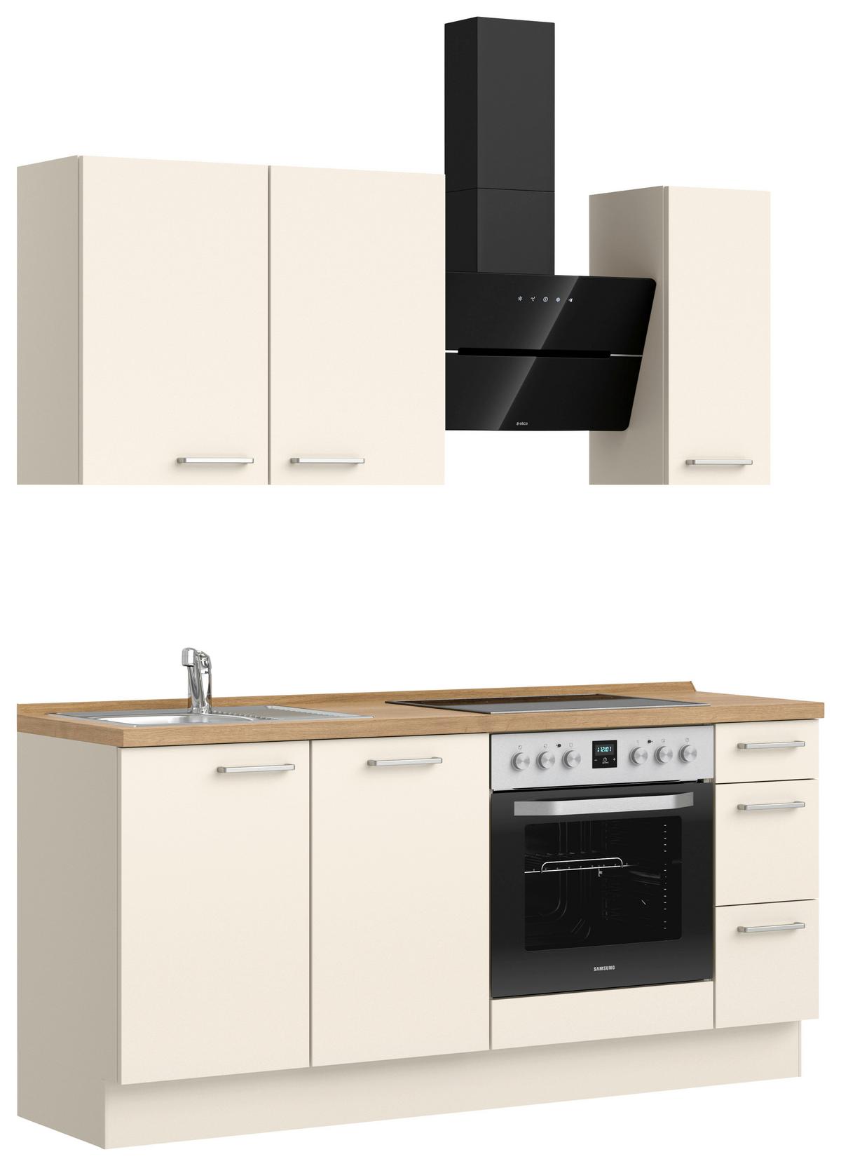 Kuchyňská linka 180 cm, magnólia matná - barvy dubu/magnolie, Moderní, kov/kompozitní dřevo (180cm) - Nobilia
