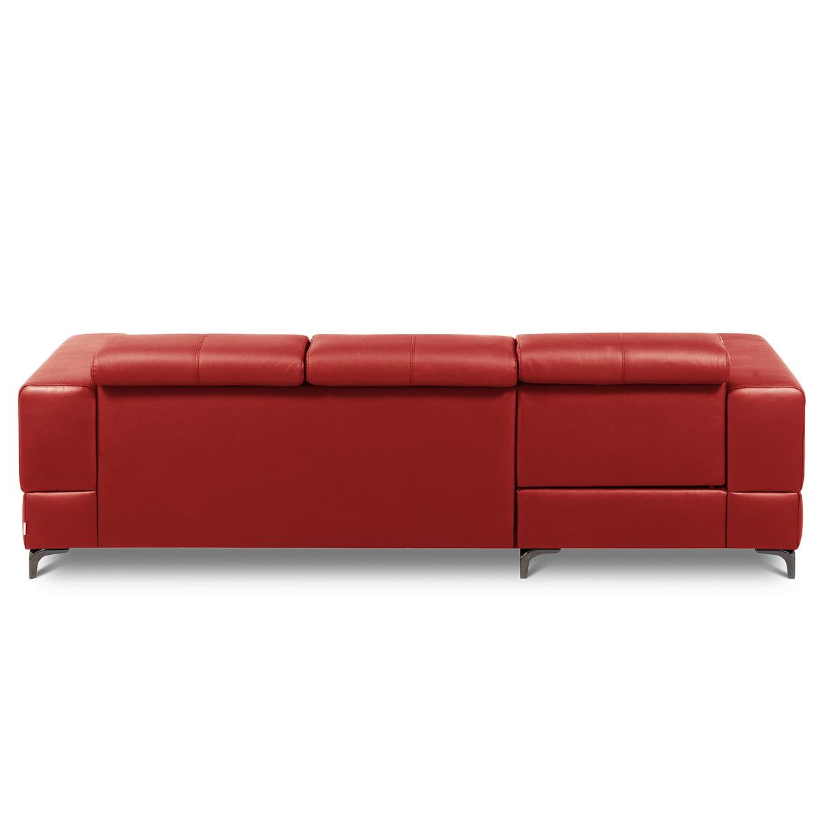 Ecksofa Torino Teilleder Rot 173x247 - Rot/Schwarz, Design, Leder/Textil (173/247cm) - Livetastic