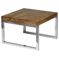 Prístavný stolík Guna z masívneho dreva - chrómová/farba indického palisandra, Design, kov/drevo (60/60/40cm) - MID.YOU