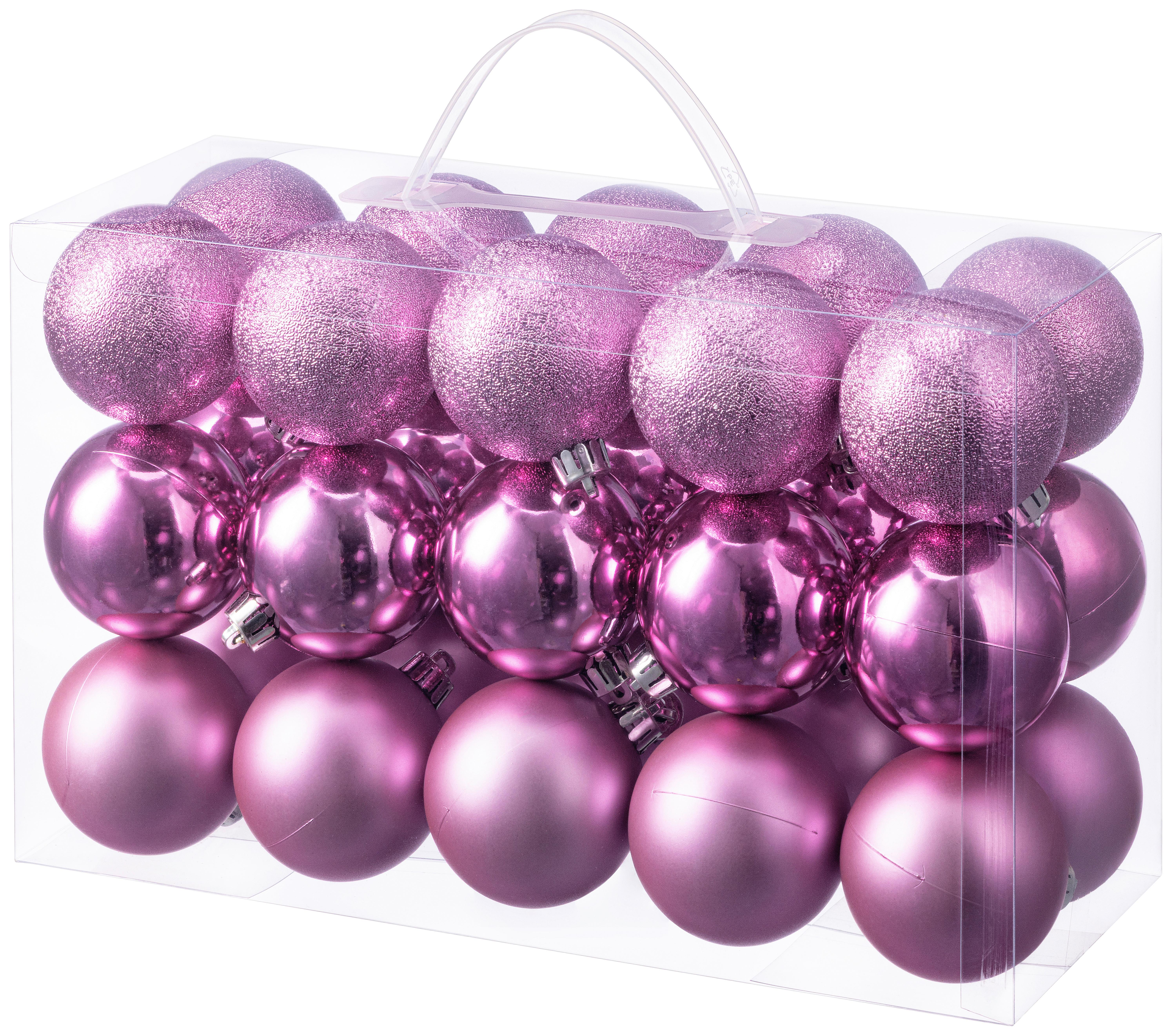 CHRISTBAUMKUGEL-SET Yasin, Rosa, 30-teilig - Pink/Rosa, KONVENTIONELL, Kunststoff (6cm) - Luca Bessoni