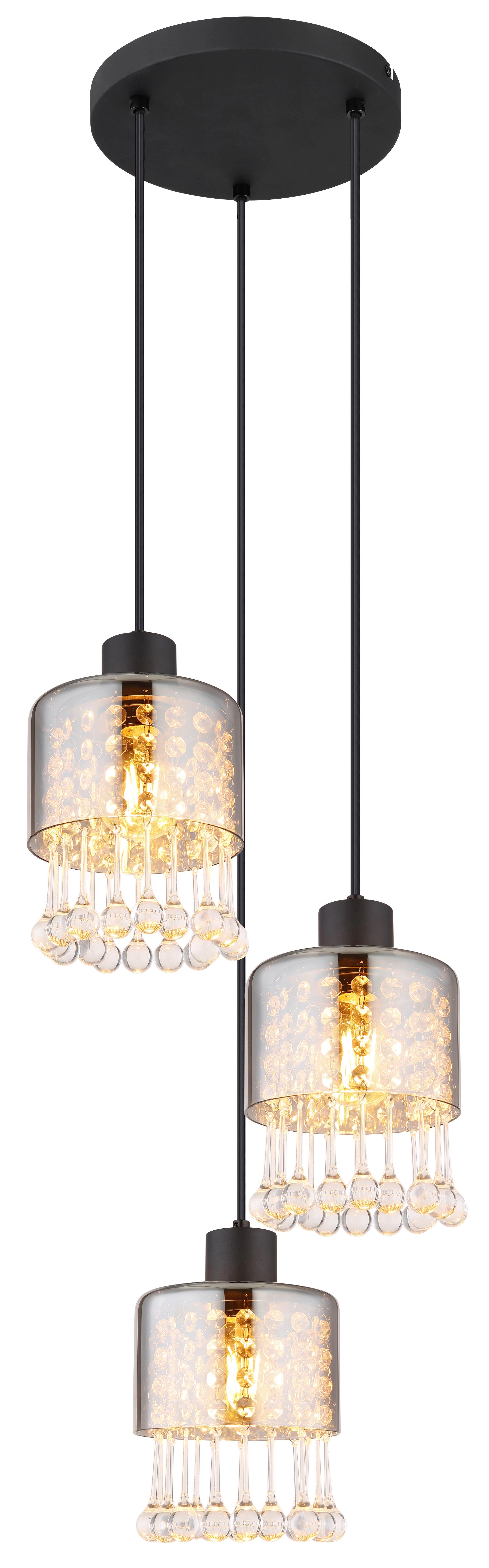 Hängeleuchte 15884-3h - Klar/Schwarz, KONVENTIONELL, Glas/Kunststoff (33/120cm) - Globo