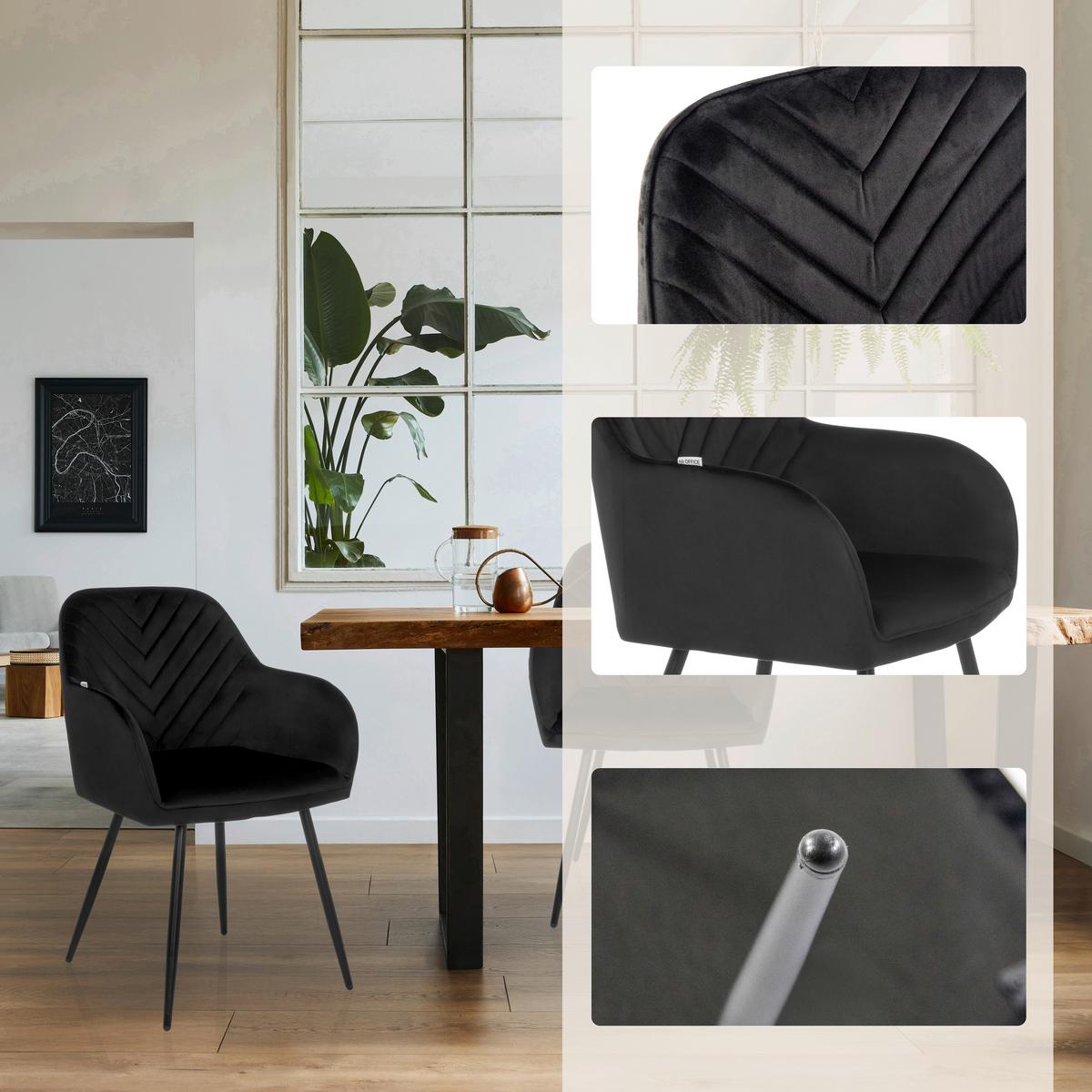 Armlehnstuhl Charvelle Schwarz B: 55 Cm - Schwarz, MODERN, Textil/Metall (55/86/58cm) - MID.YOU
