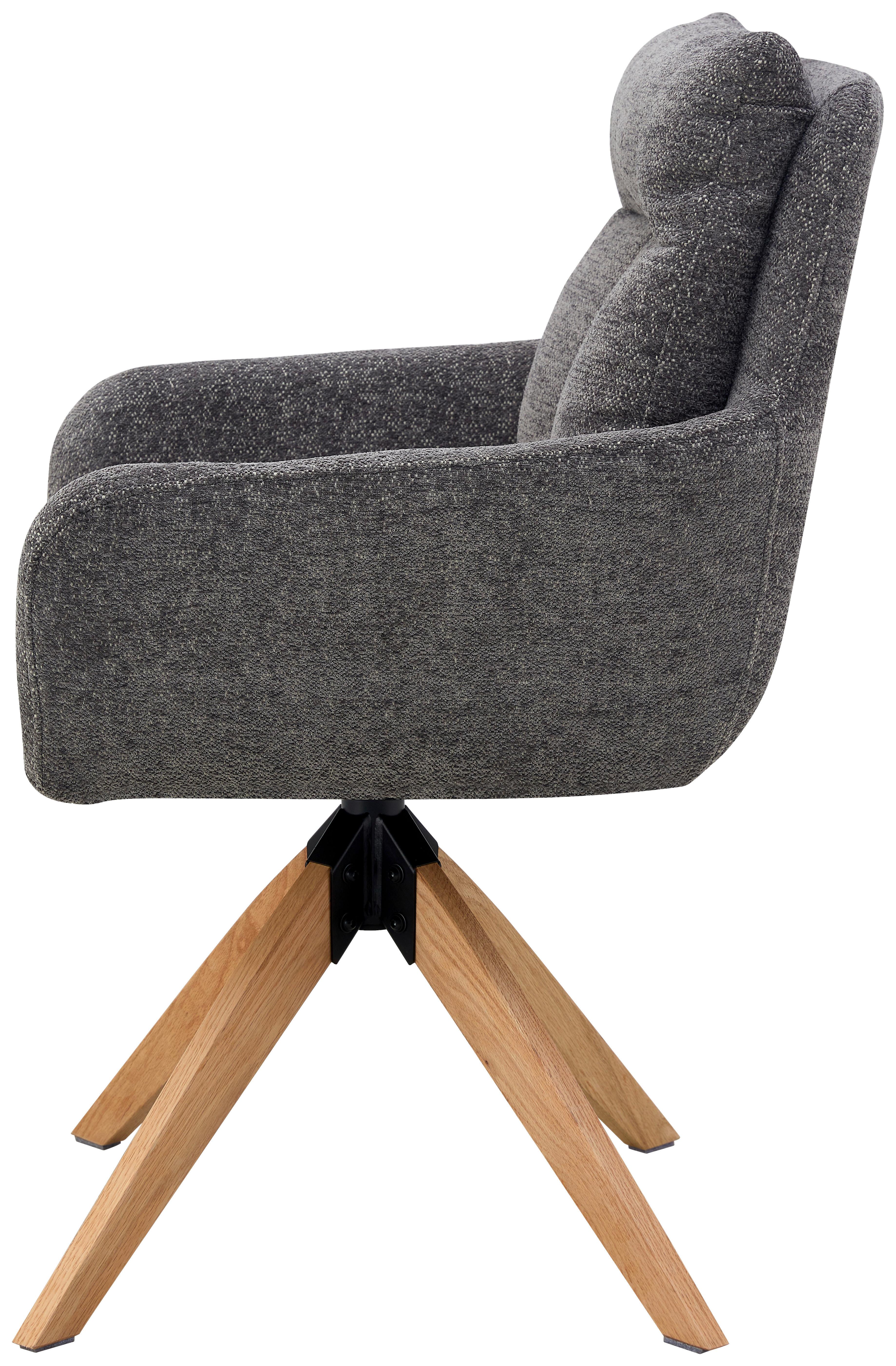 Armlehnstuhl Malik Webstoff Grau, B: 59 Cm - Naturfarben/Grau, KONVENTIONELL, Holz/Textil (59/92/63cm) - Livetastic