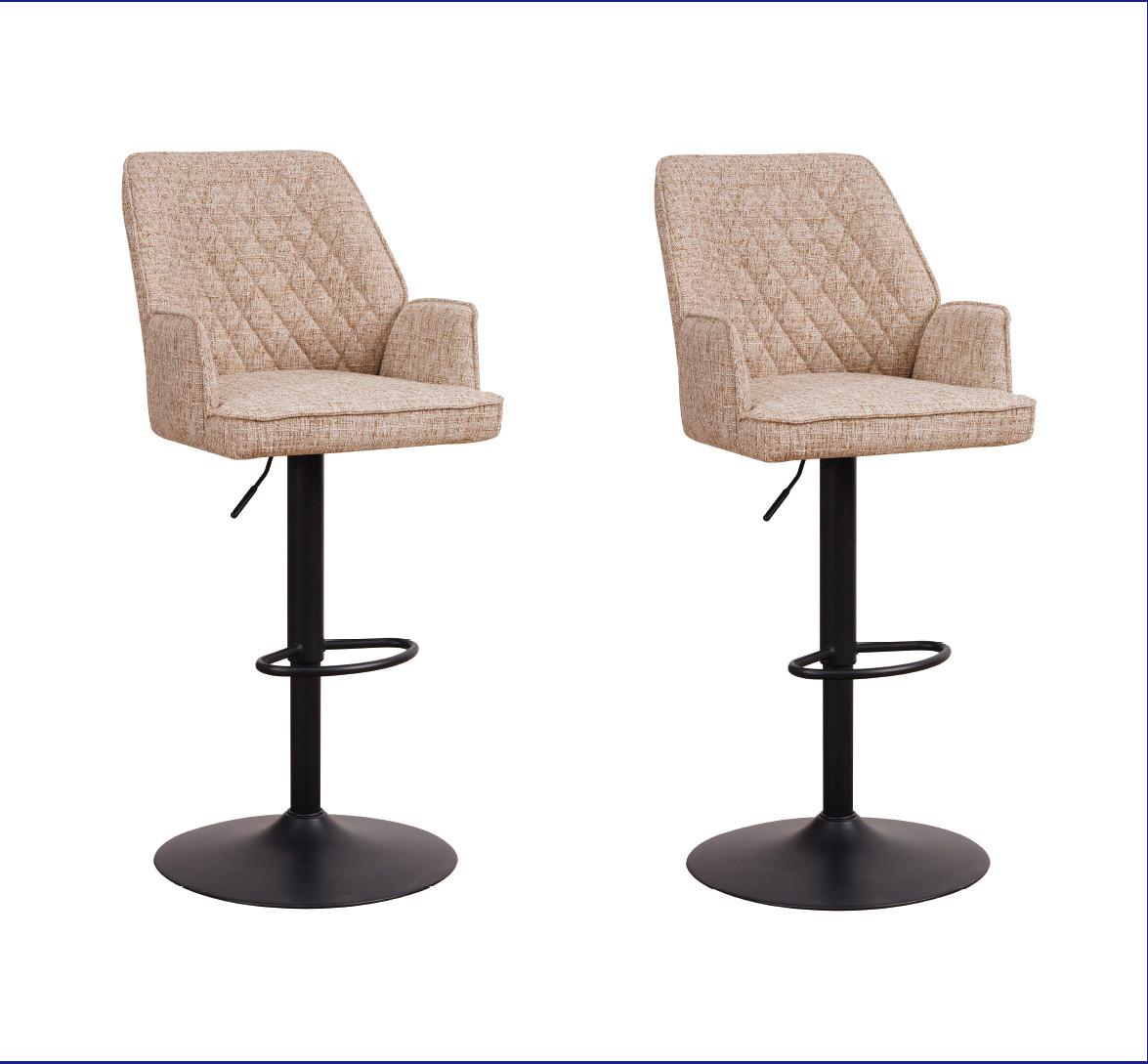 Barthocker-Set Donny Weiß B: 54 cm - Schwarz/Weiß, MODERN, Textil/Metall (54/100/58cm) - MID.YOU