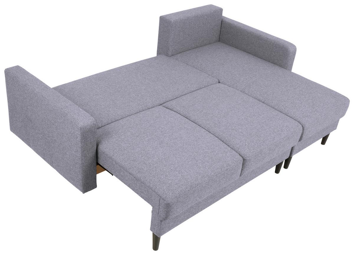 Eckschlafsofa Noret Graublau S: 223/157 cm - Hellgrau/Schwarz, KONVENTIONELL, Textil (223/157cm) - MID.YOU