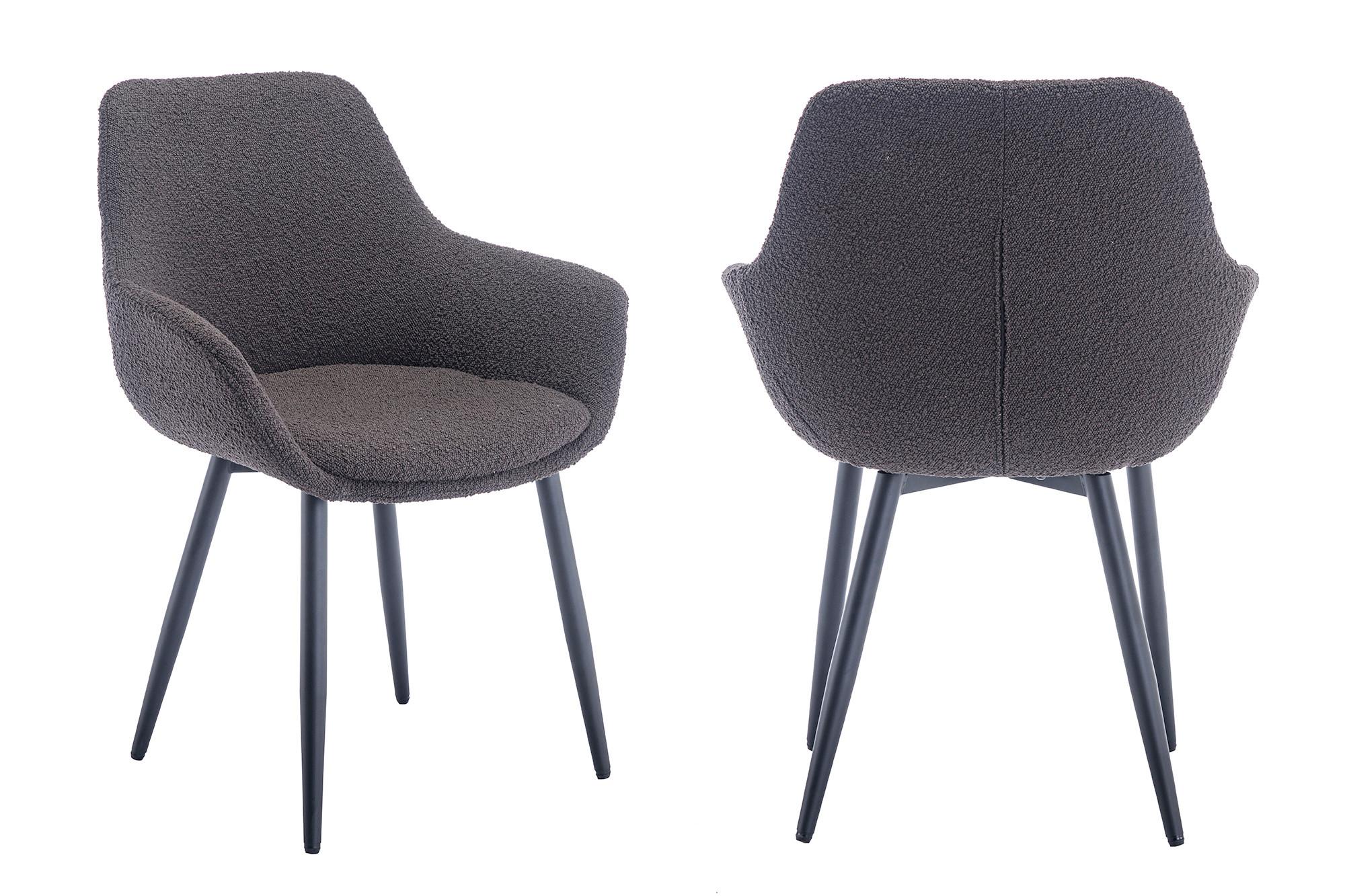 Stuhl-Set Anthrazit B: 64 cm - Anthrazit/Schwarz, MODERN, Textil/Metall (64/86/59cm) - Livetastic