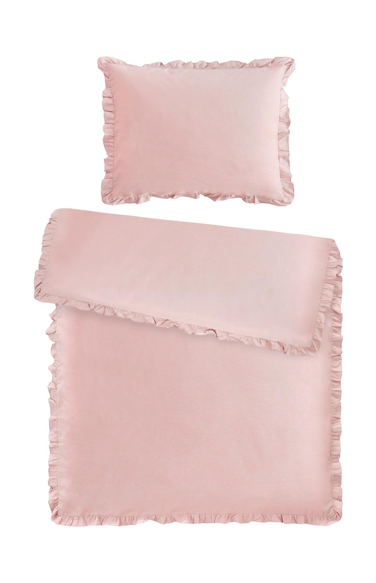 POSTEĽNÁ BIELIZEŇ Ruschen, 70/90 140/200cm - ružová, Romantik / Landhaus, textil (140/200cm) - Zandiara