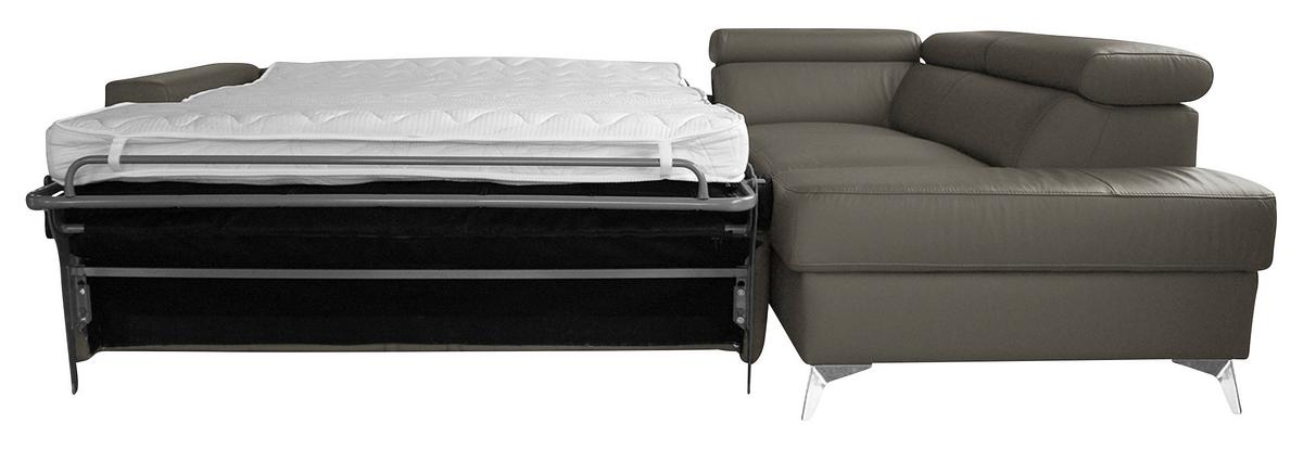 Ecksofa Mondo Schlammfarben S: 286x208 Cm - Chromfarben/Schlammfarben, Design, Leder/Textil (286/208cm) - Livetastic