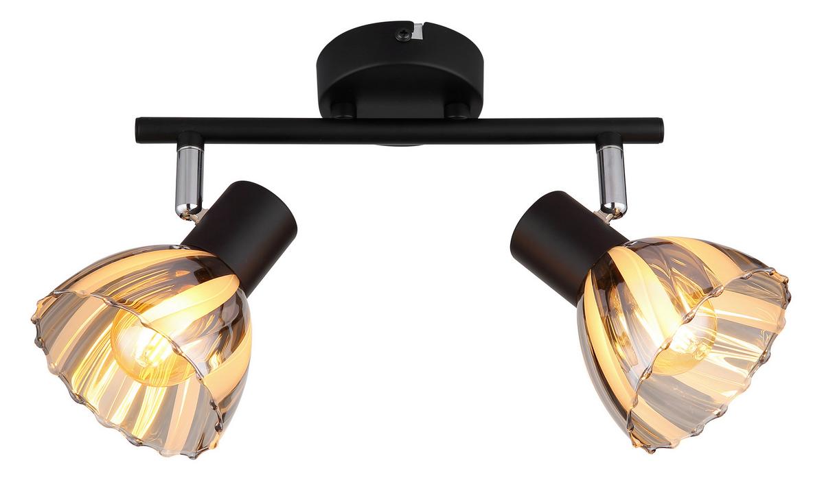 Strahler Zachery Grau Schwarz L: 25 cm - Schwarz/Grau, KONVENTIONELL, Glas/Metall (25/13/19cm) - Globo