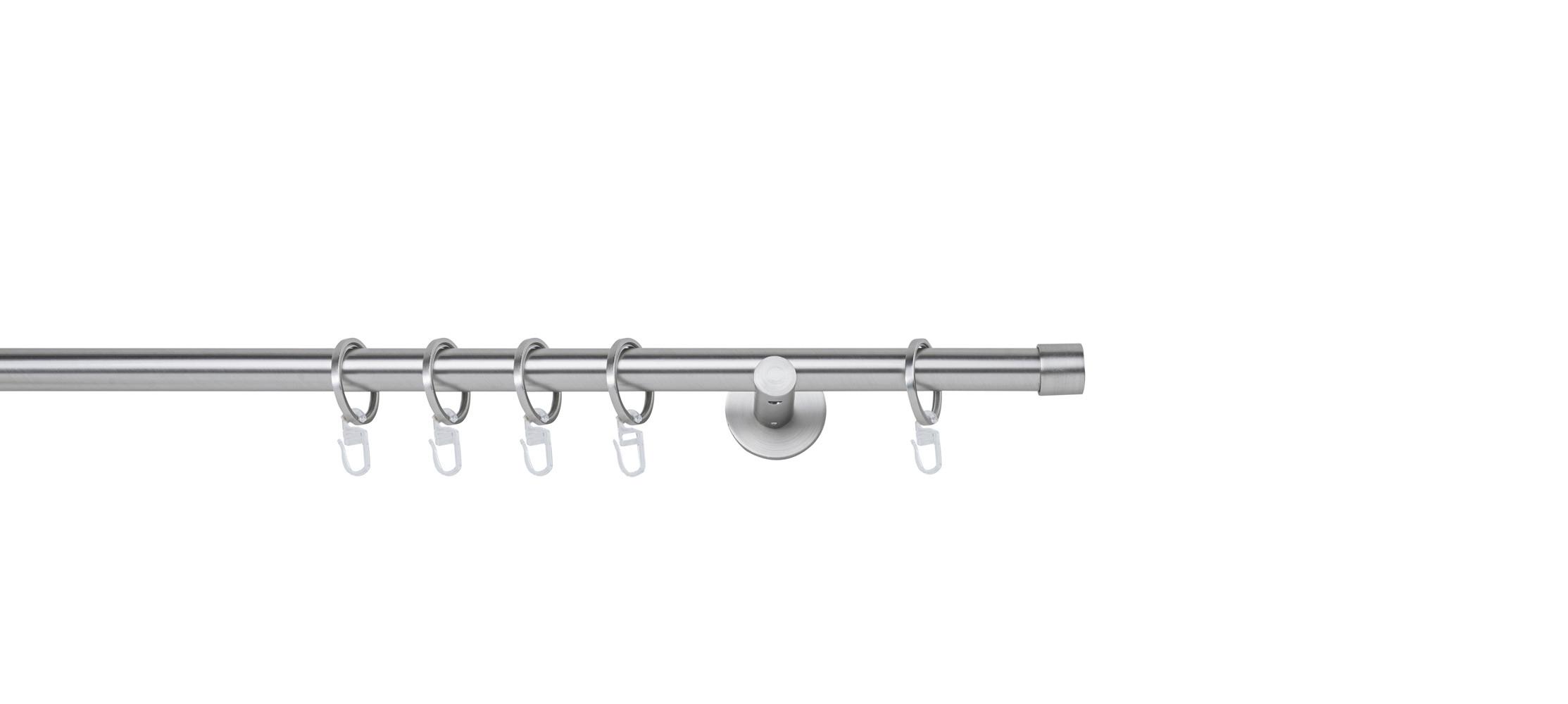 Rundstangengarnitur Edelstahlfarben L: 130 cm - Edelstahlfarben, Basics, Metall (130cm)