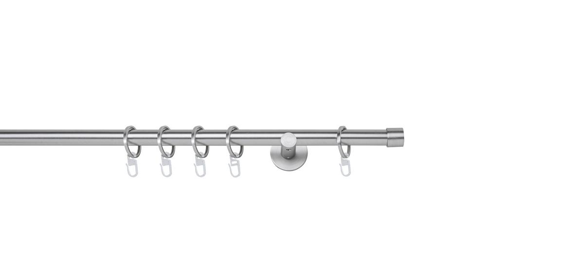 Rundstangengarnitur Edelstahlfarben L: 130 cm - Edelstahlfarben, Basics, Metall (130cm)