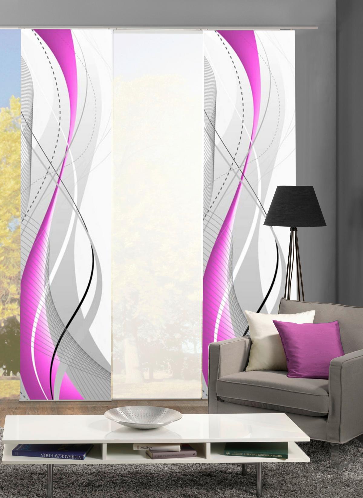 Flächenvorhang 3er Set Carlisle - Beere/Brombeere, Design, Textil (60/245cm) - Schmidt W. Gmbh