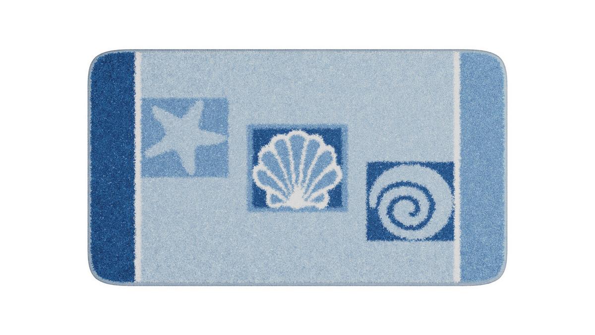 Badematte Ayla - Blau, Basics, Textil (65/115cm) - Grund