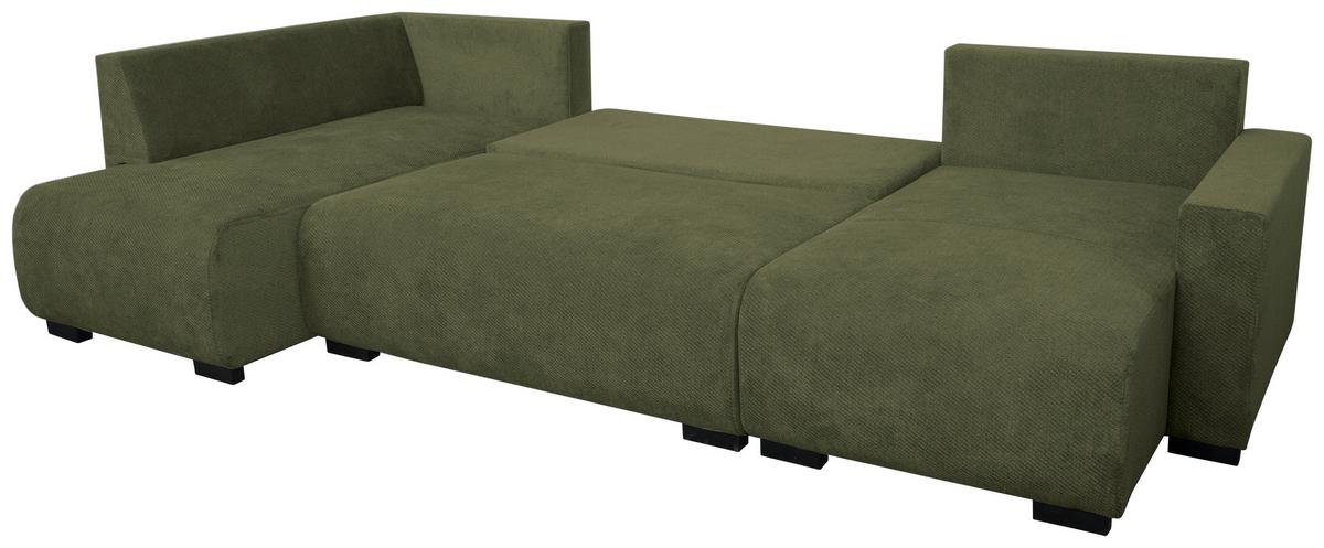Wohnlandschaft Veronice Olivgrün B: 313 cm - Blau/Schwarz, Trend, Textil (171/313/141cm)