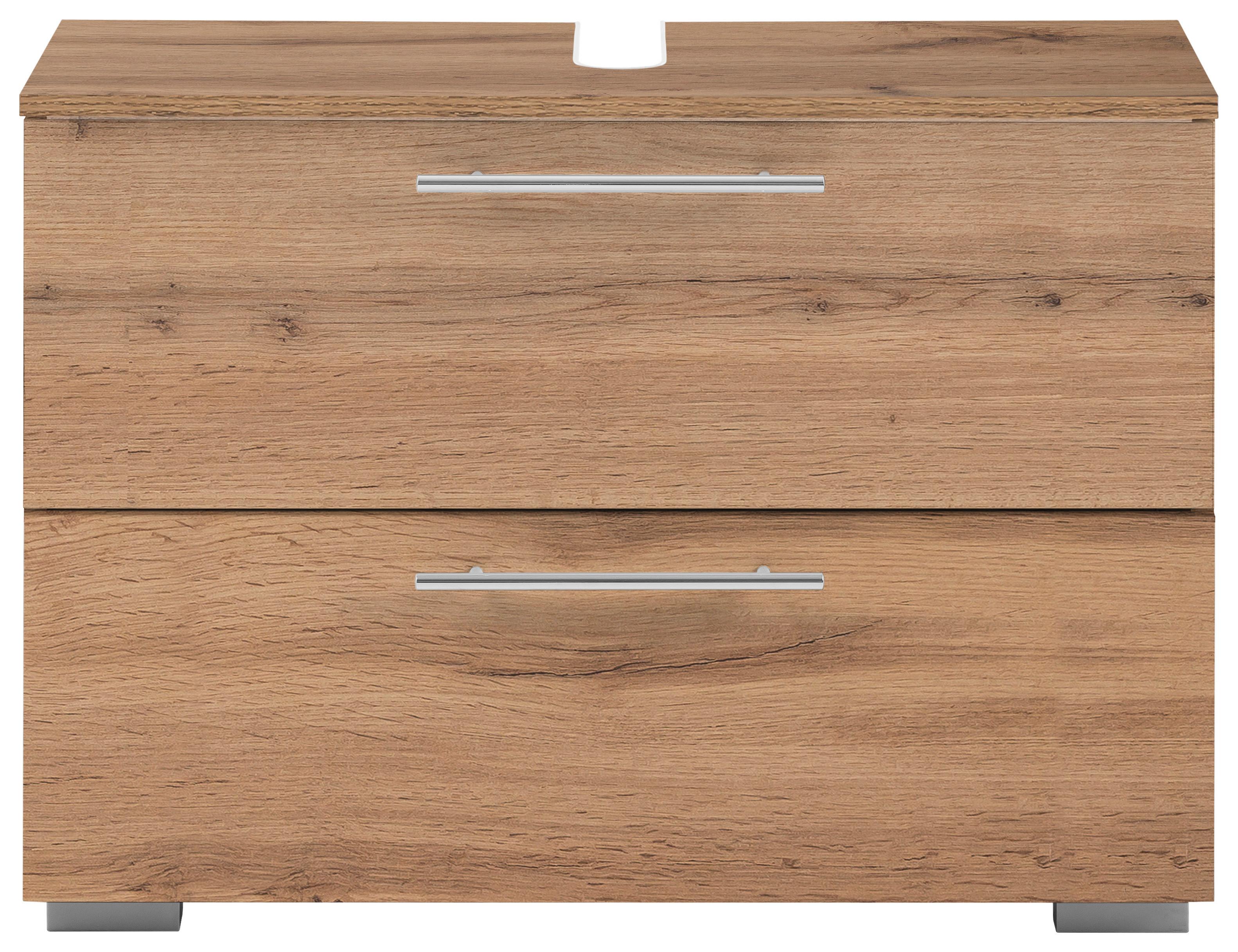 Waschbeckenunterschrank Carlos B: 80,2 Cm Eichefarben - Eichefarben/Silberfarben, KONVENTIONELL, Holzwerkstoff (80,2/59,1/35cm) - MID.YOU