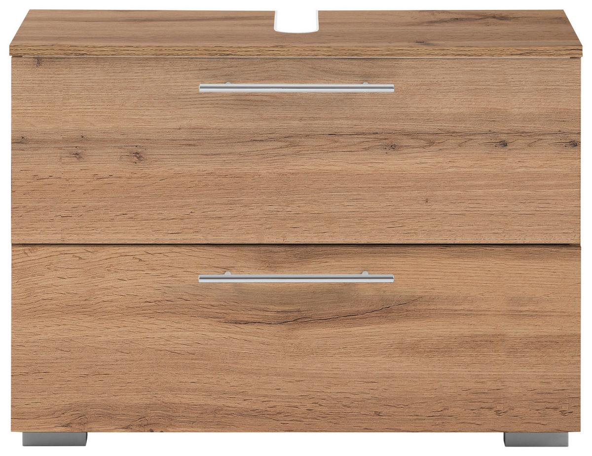 Waschbeckenunterschrank Carlos B: 80,2 Cm Eichefarben - Eichefarben/Silberfarben, KONVENTIONELL, Holzwerkstoff (80,2/59,1/35cm) - MID.YOU