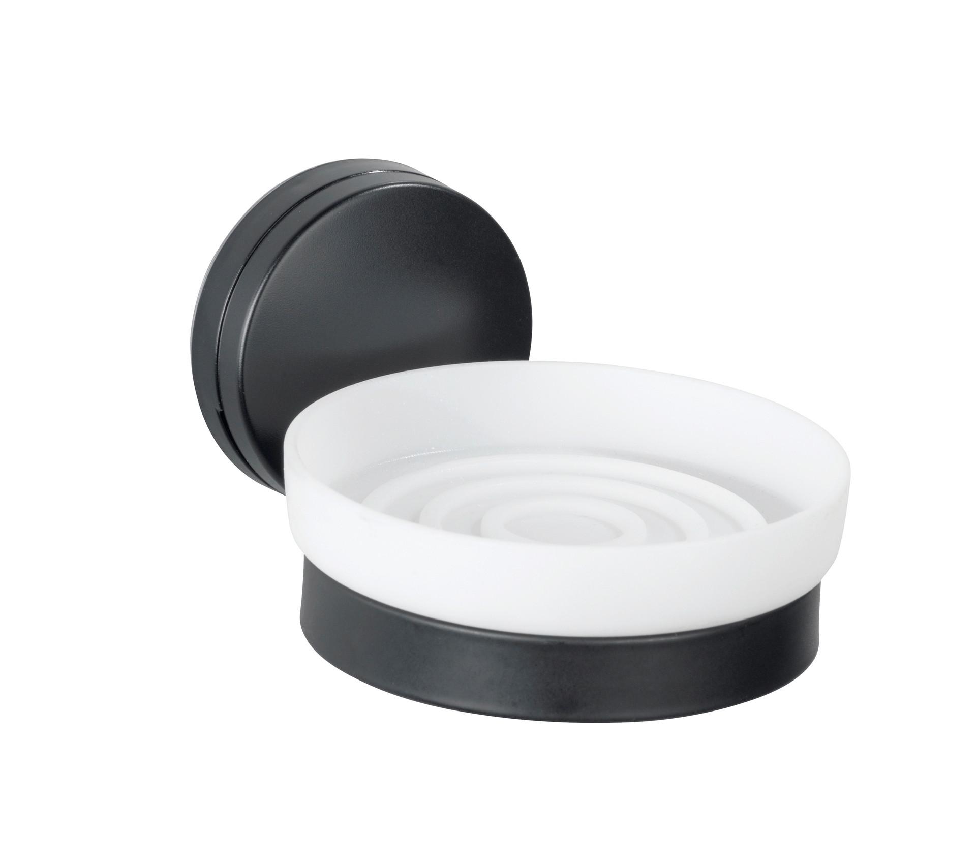 Seifenschale Static Loc Plus Pavia 24897100 - Schwarz/Weiß, MODERN, Metall (10/6,5/12cm) - Wenko