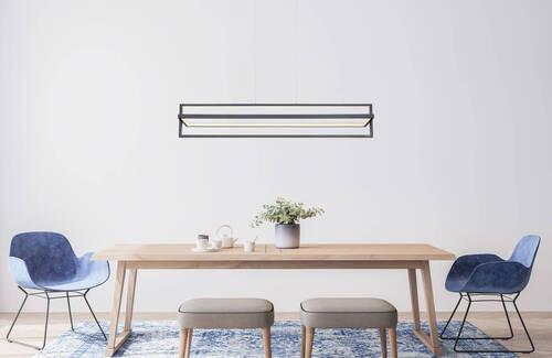Hängeleuchte 67195h - Opal/Schwarz, Trend, Kunststoff/Metall (102/18/120cm) - Globo
