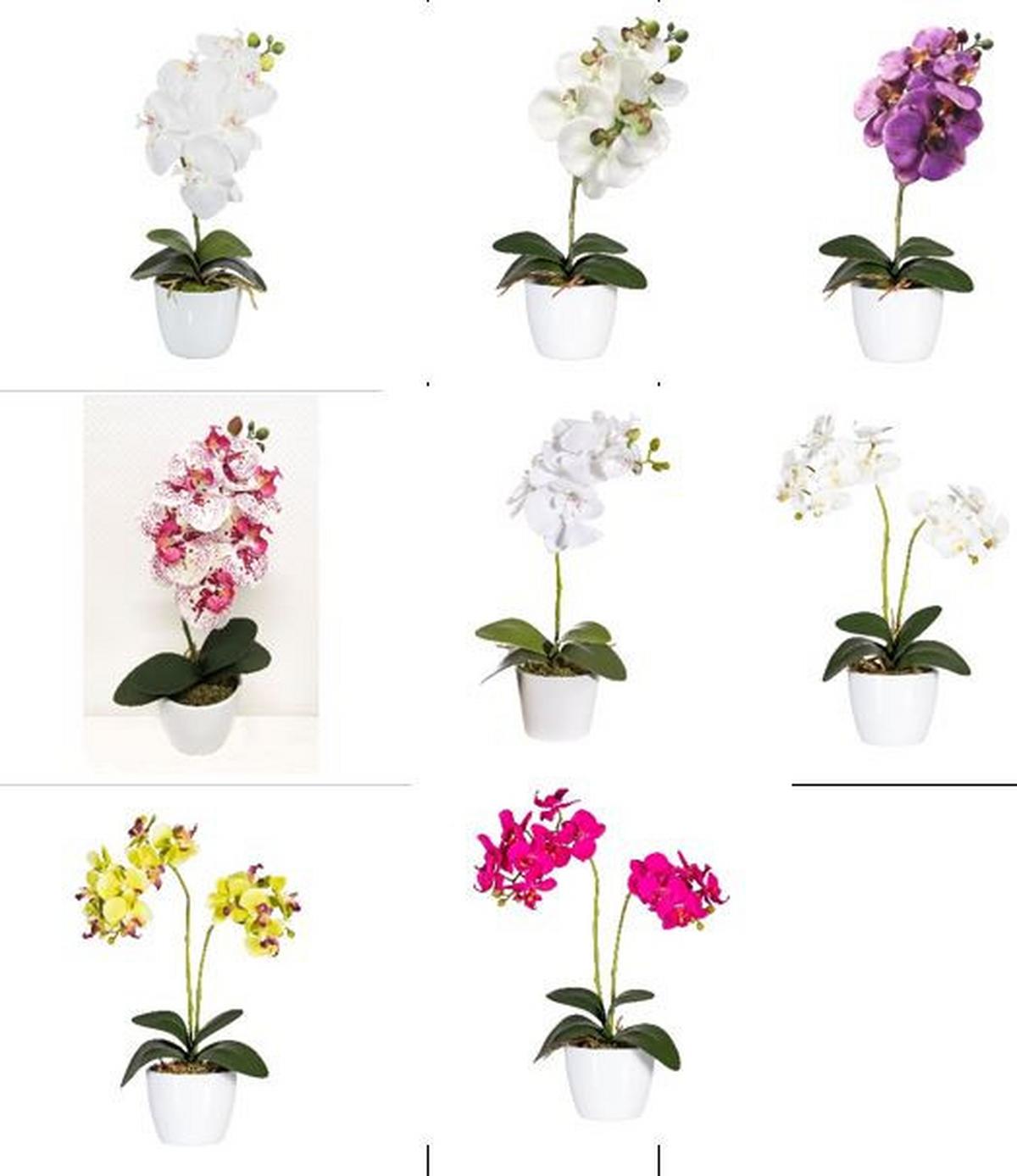 Kunstpflanze Orchidee Bunt H: 40 cm Im Topf, Sofie - Lila/Weiß, KONVENTIONELL, Keramik/Kunststoff (40cm)