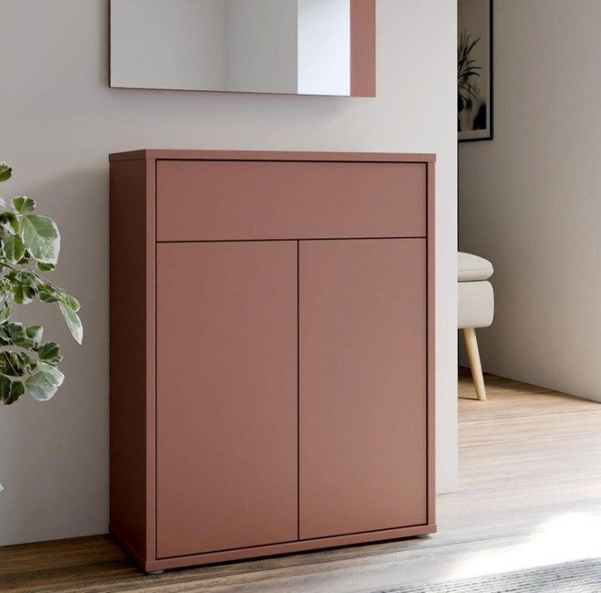 Komoda farba terracotta - terakotová/farba duba, Modern, kompozitné drevo (74,5/99,1/34,9cm)