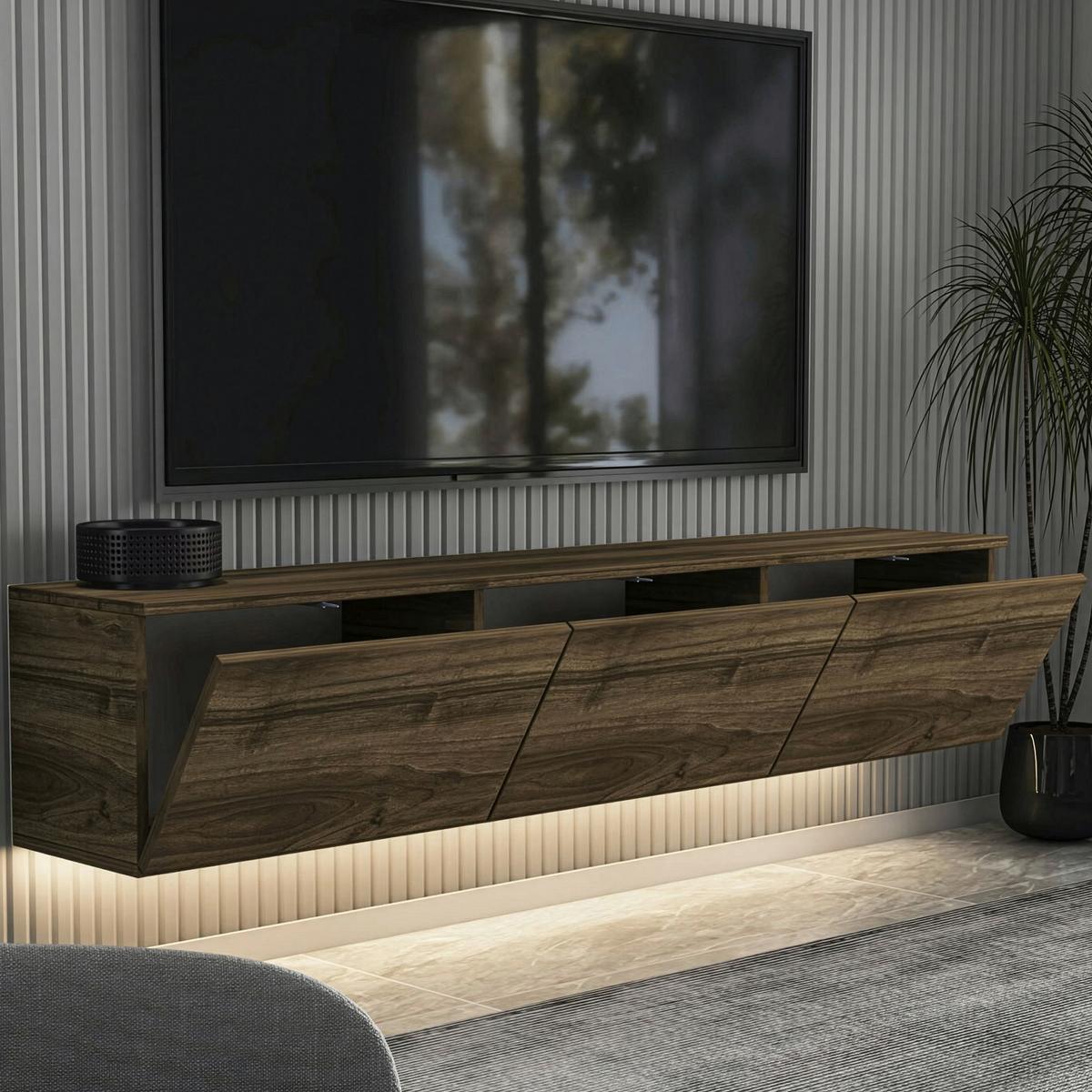 Lowboard Neon Wallnussfarben B: 160cm - Walnussfarben, Design, Holzwerkstoff (160/35/32cm) - MID.YOU