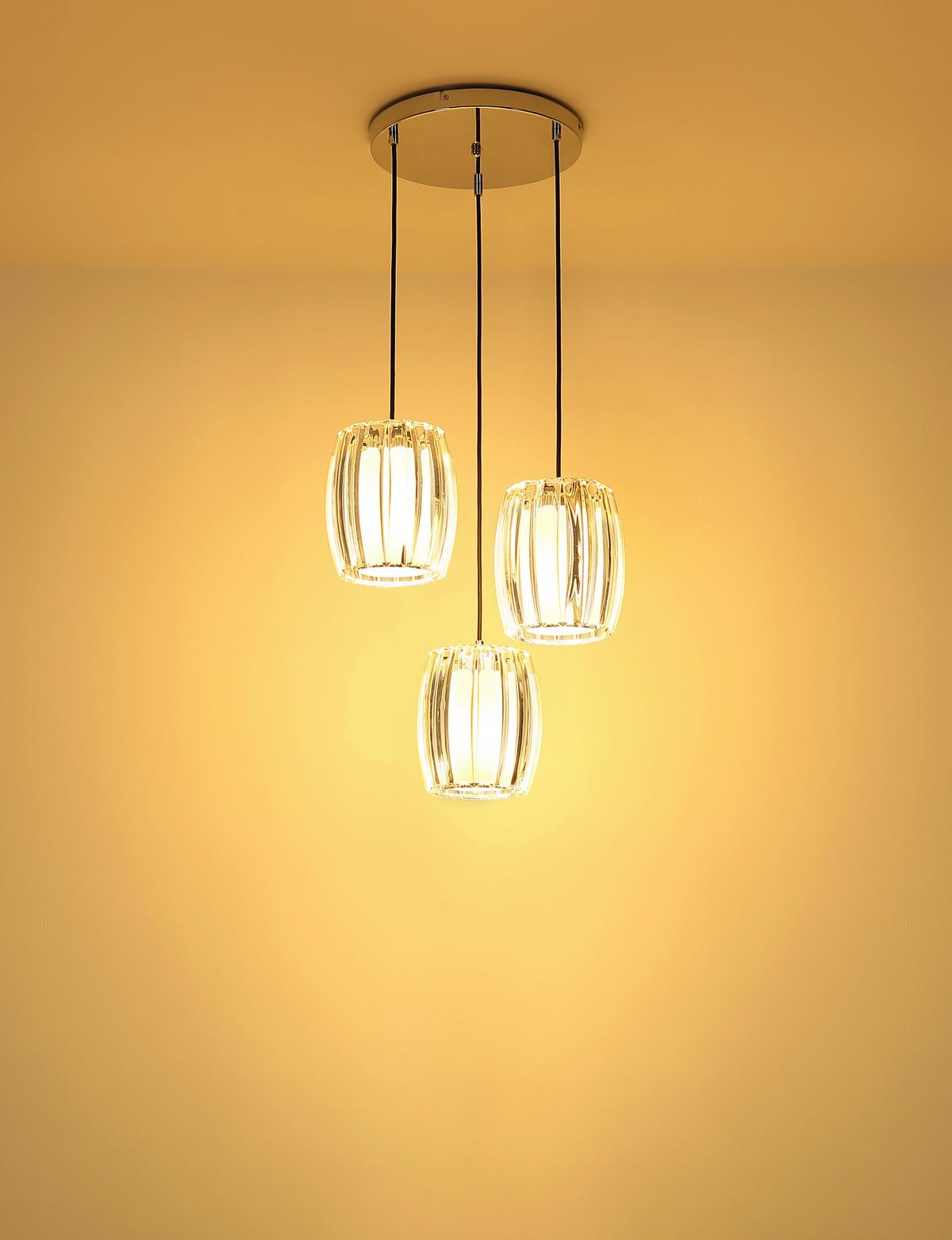 Hängeleuchte Exkl. 3xe27, 60w - Klar/Opal, Design, Glas/Kunststoff (40,5/120cm) - Globo