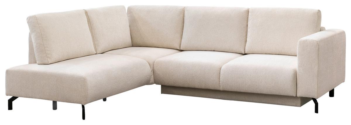 Rohová sedačka VENI, ľavá, béžová žinylka - černá/béžová, Moderní, kov/textil (210/272cm)