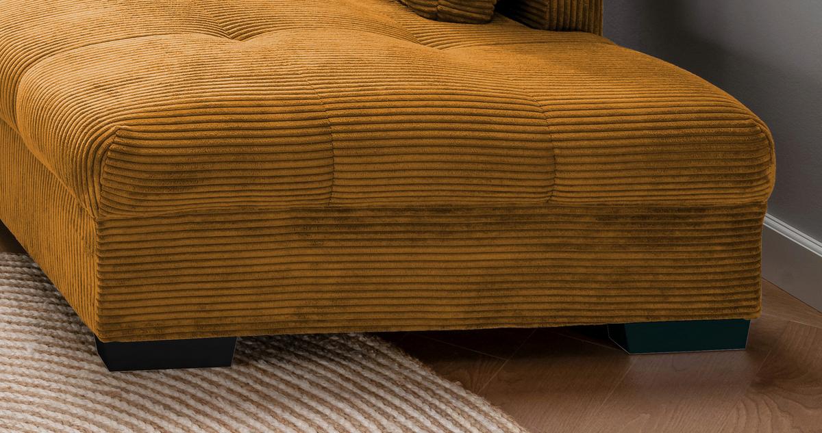 Rohová sedačka ALVITO, pravá, koňakový manšestr - černá/tmavě zelená, Design, dřevo/textil (298/202cm) - MID.YOU