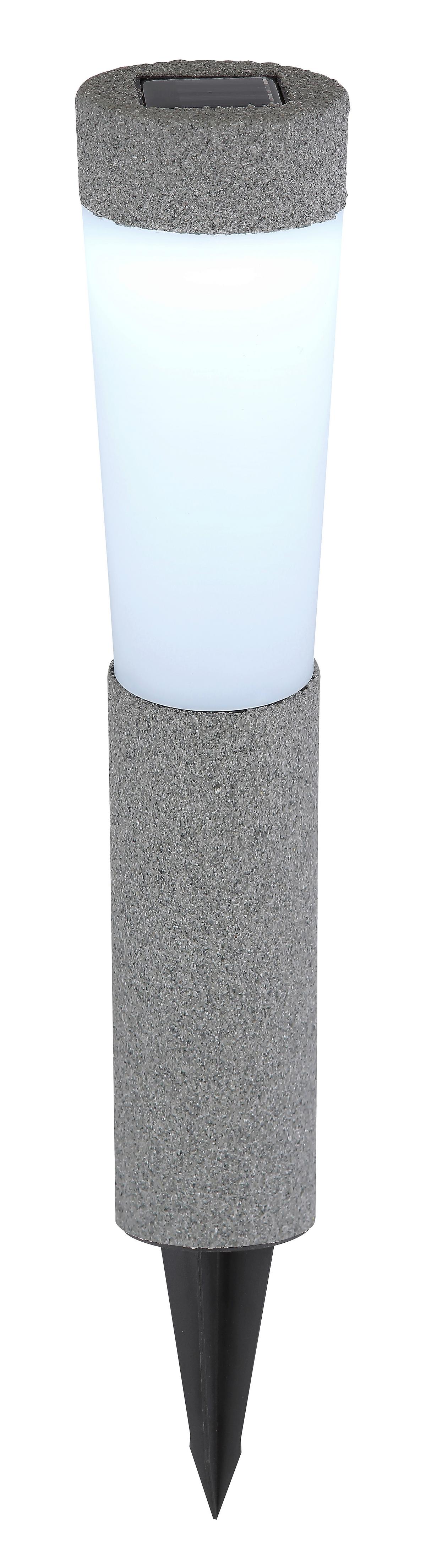 2 X Solarleuchte Mit Erdspieß Rund Grau 2x Tageslichtweiß - Grau, Design, Kunststoff (7,7/45,6cm) - Globo