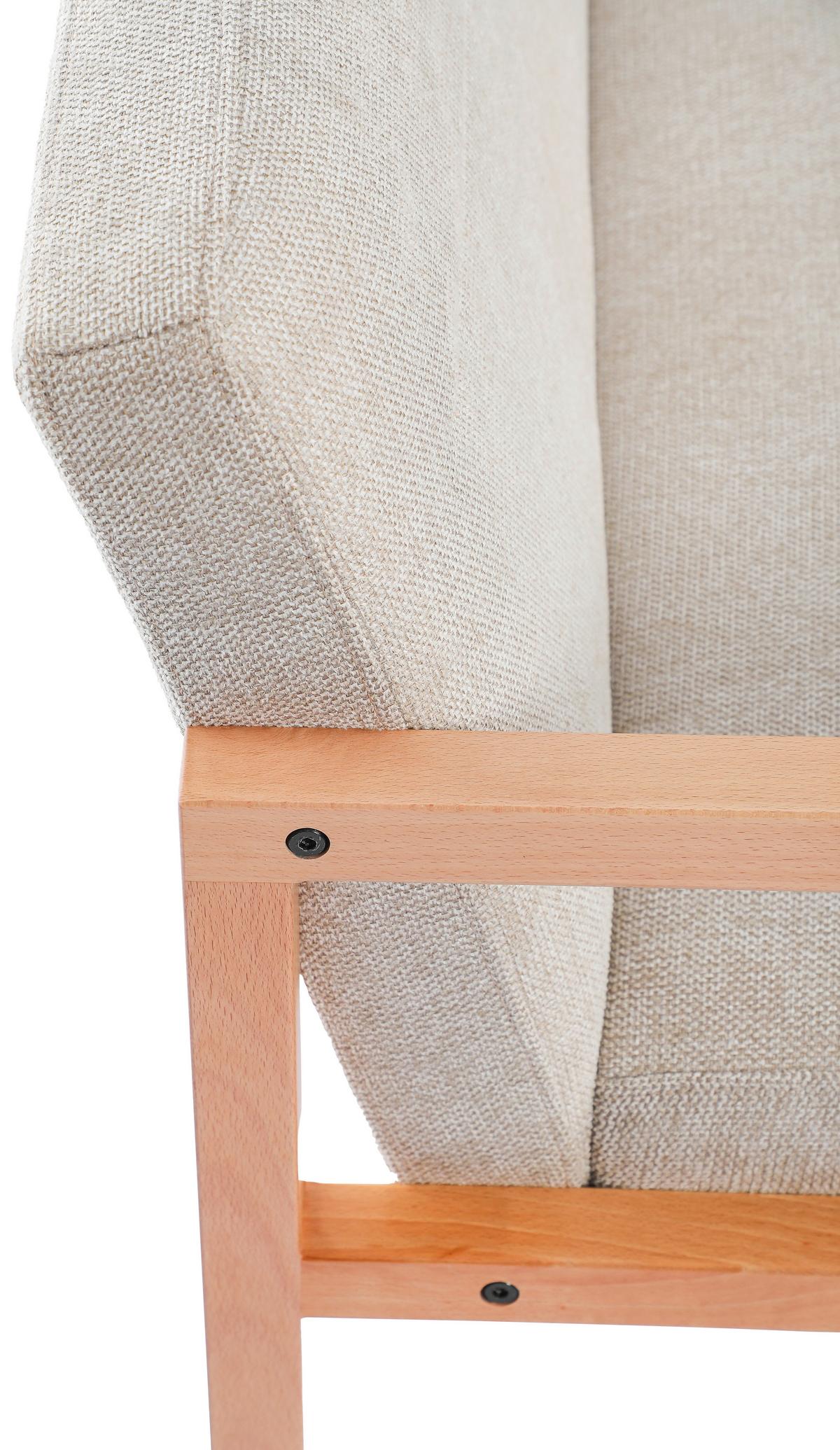 Dvojmiestna pohovka MALMÖ, svetlosivá, bukový masív - prírodná farba/svetlosivá, Modern, drevo/textil (120/75/69cm) - Mömax