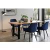 Tischgruppe Naturfarben/Blau L: 160 cm - Naturfarben/Dunkelblau, MODERN, Holz/Textil (160/85/76,5cm) - Livetastic