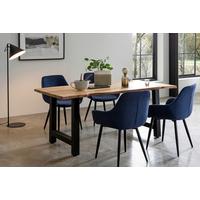Tischgruppe Naturfarben/Blau L: 160 cm - Naturfarben/Dunkelblau, MODERN, Holz/Textil (160/85/76,5cm) - Livetastic